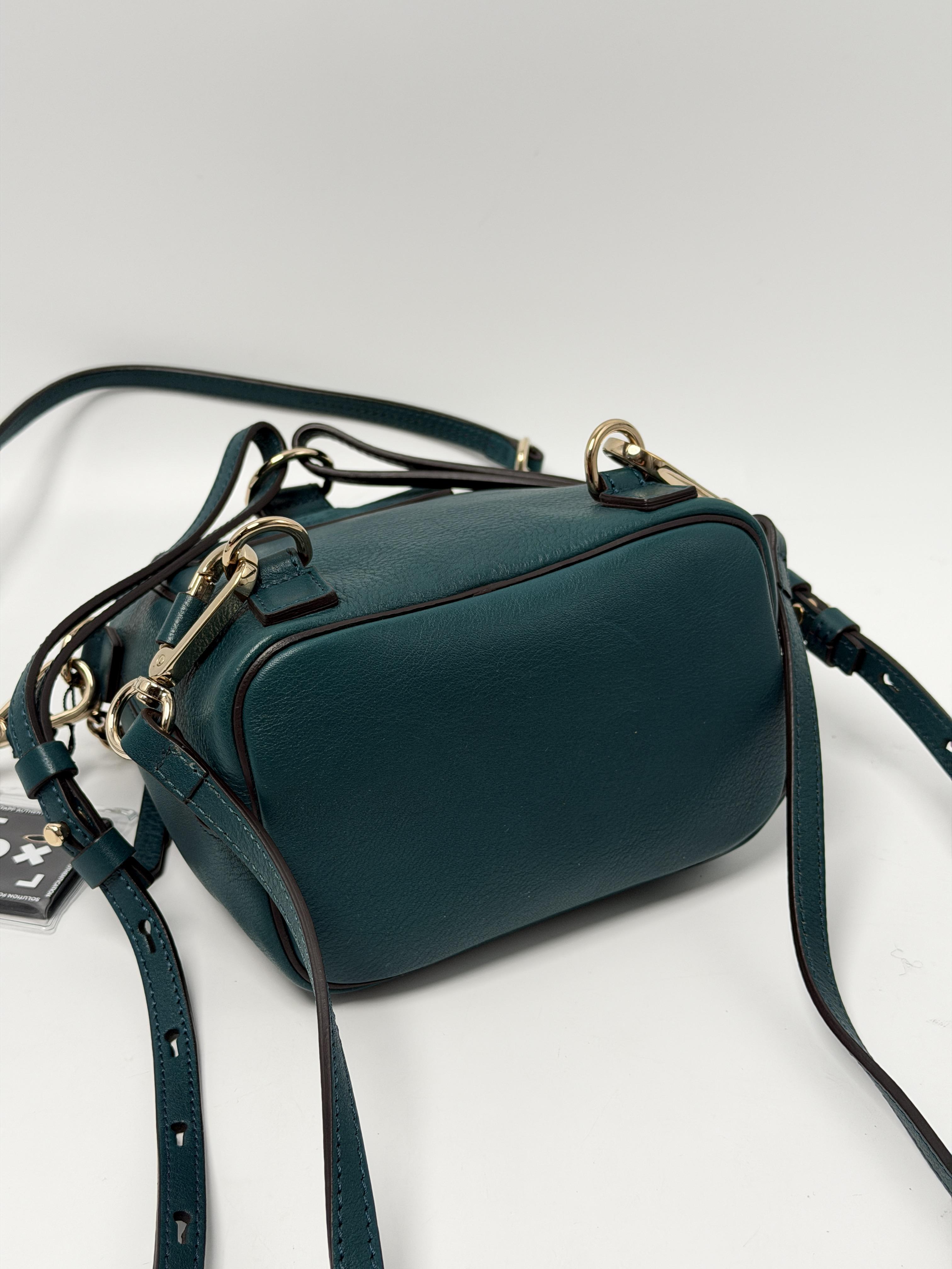 Faye Mini Suede Convertible Backpack Crossbody Bag Deep Teal Green JD1390CHL