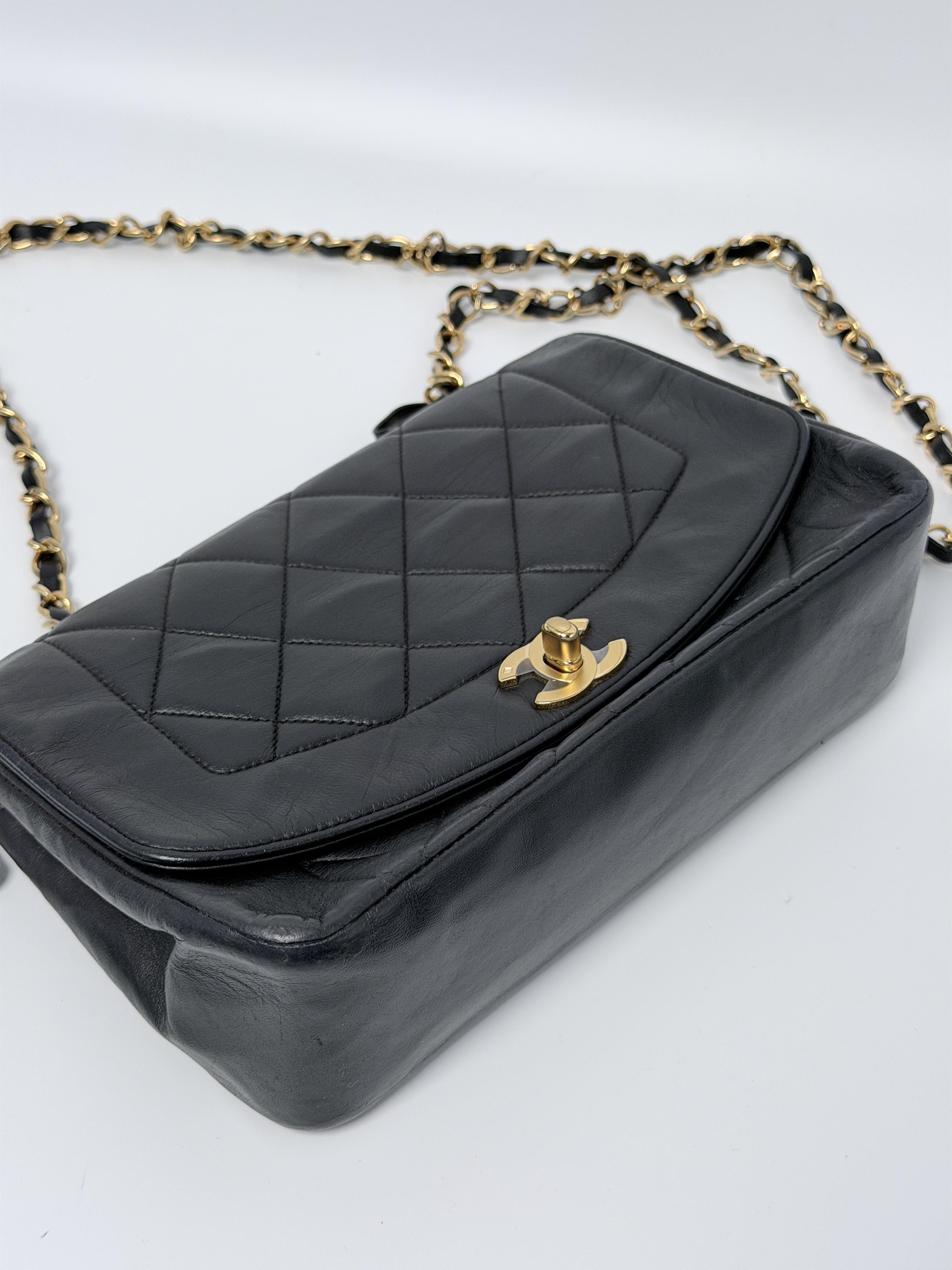 Pre-owned CHANEL leather Shoulder Bags Vintage Diana Flap Bag Quilted Lambskin Shoulder Bag ZS025CC