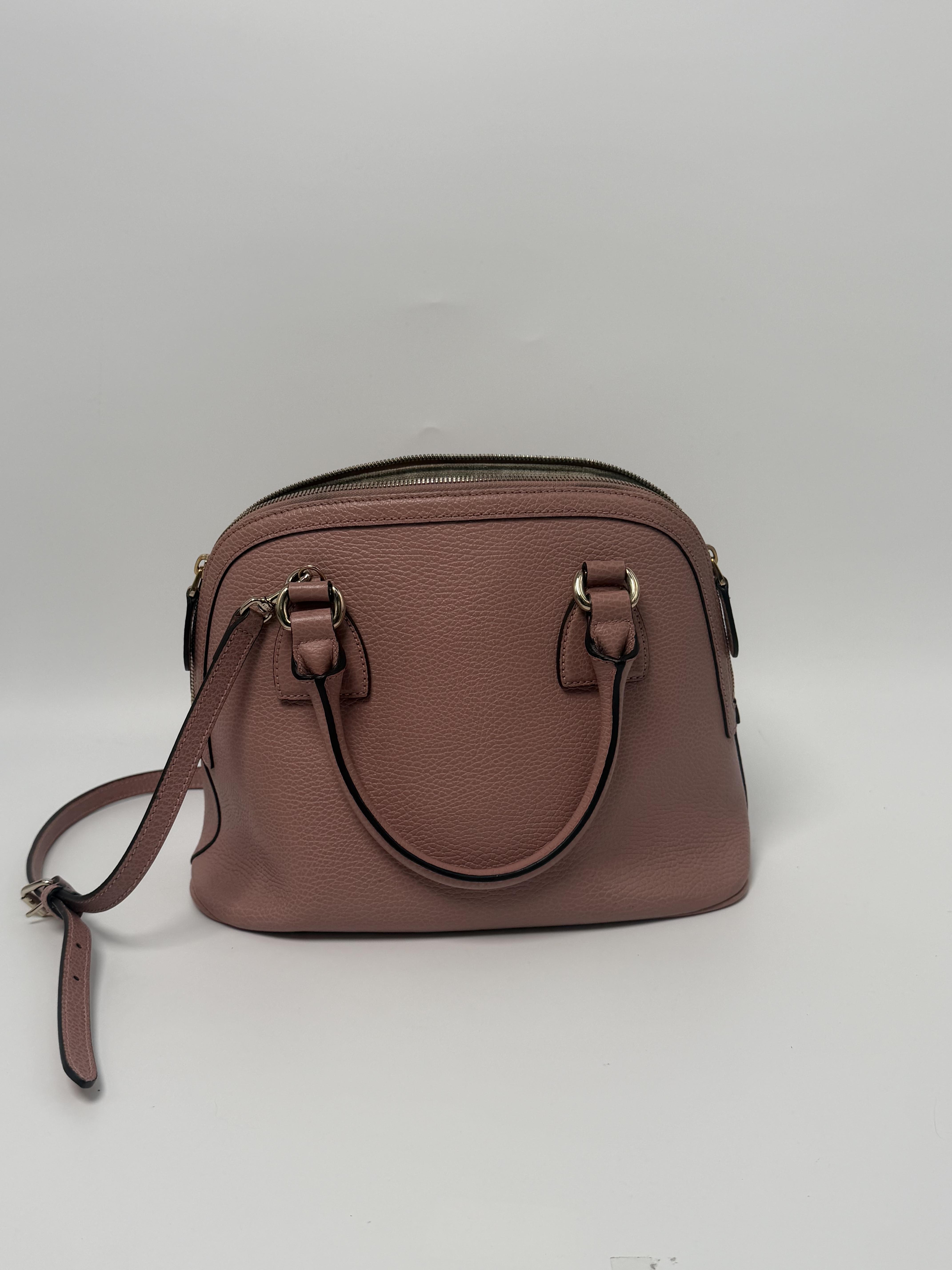 Pre-owned GUCCI Leather Shoulder Bags Dome Bag Pink Pebbled Shoulder Crossbody Bag Designer Top Handle Purse P006GG