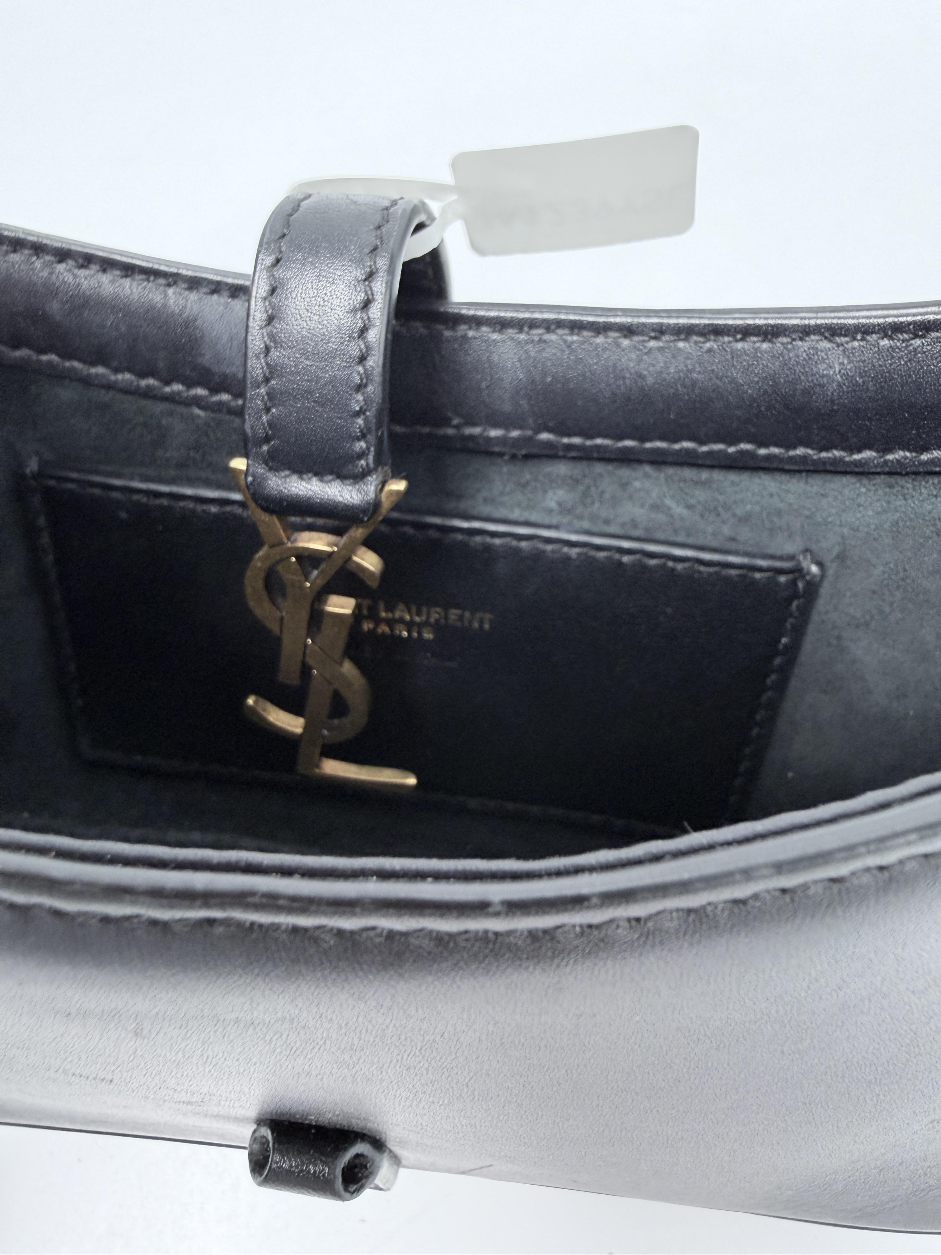 Saint Laurent Le 5 a 7 Mini Hobo Bag Black Smooth Gold YSL Shoulder Handbag JA1239YSL