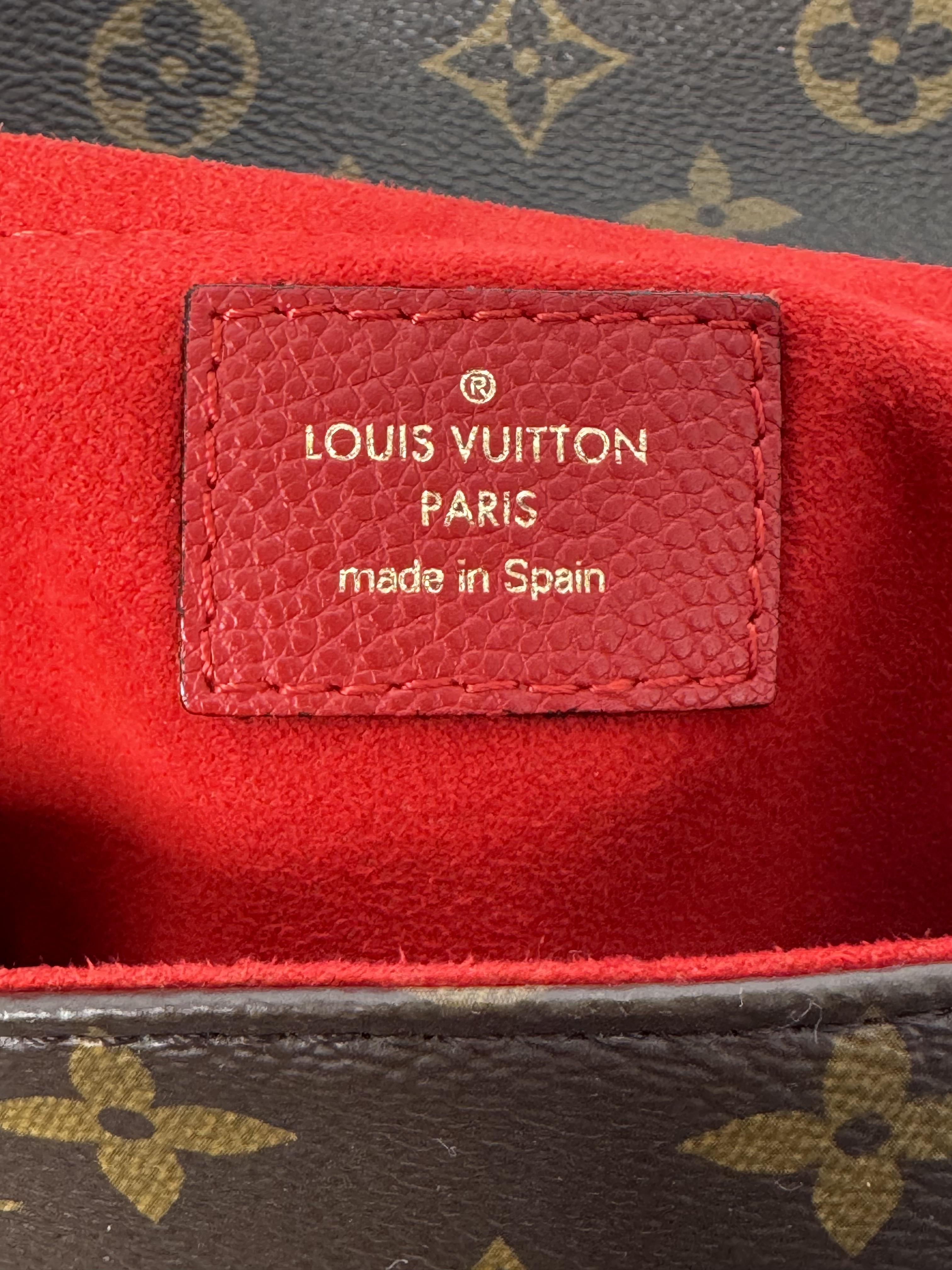 Pre-owned Louis Vuitton leather Crossbody Bags Saint Placide Monogram Canvas and Cerise Red Chain Crossbody Bag ZS005LV