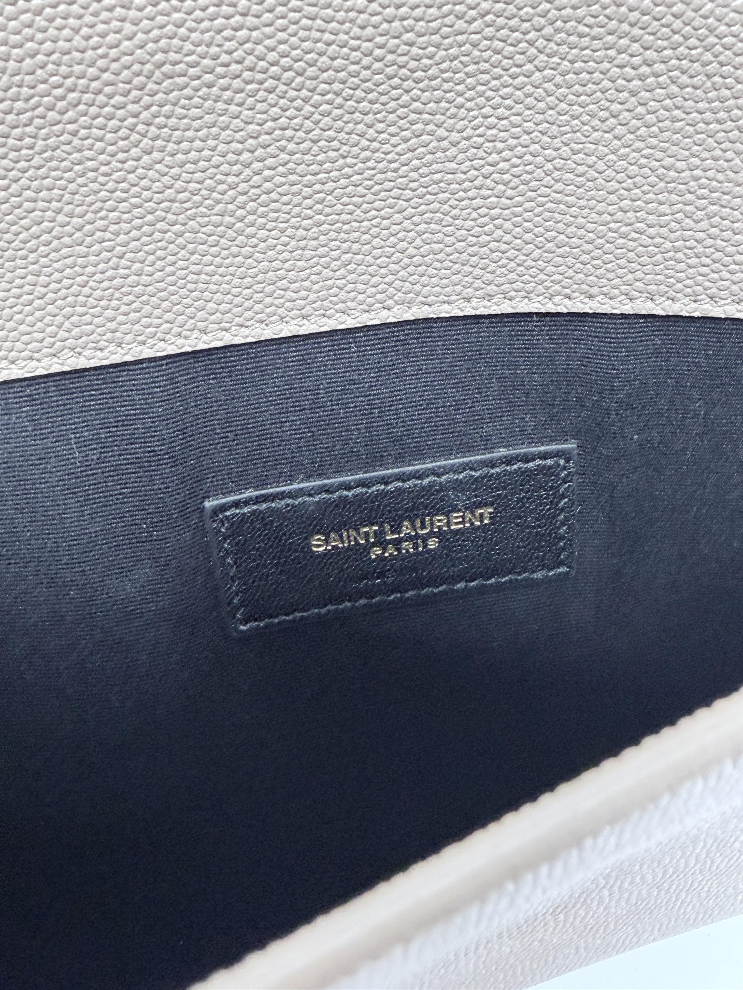 Saint Laurent Uptown Grain De Poudre Envelope Pouch Dark Beige JD1227Y