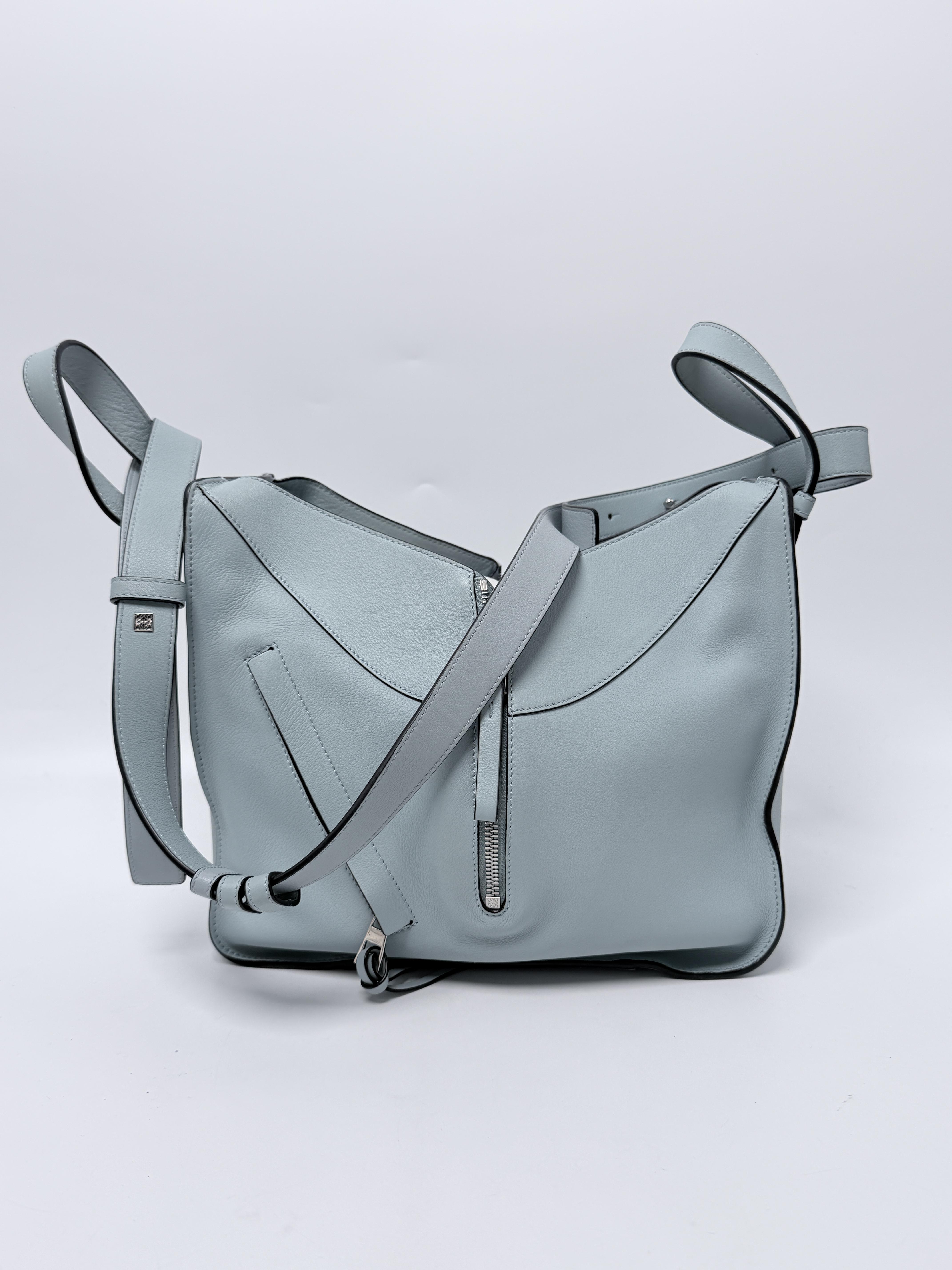 Hammock Small Classic Calfskin Light Blue Convertible Shoulder Bag Tote P002LW