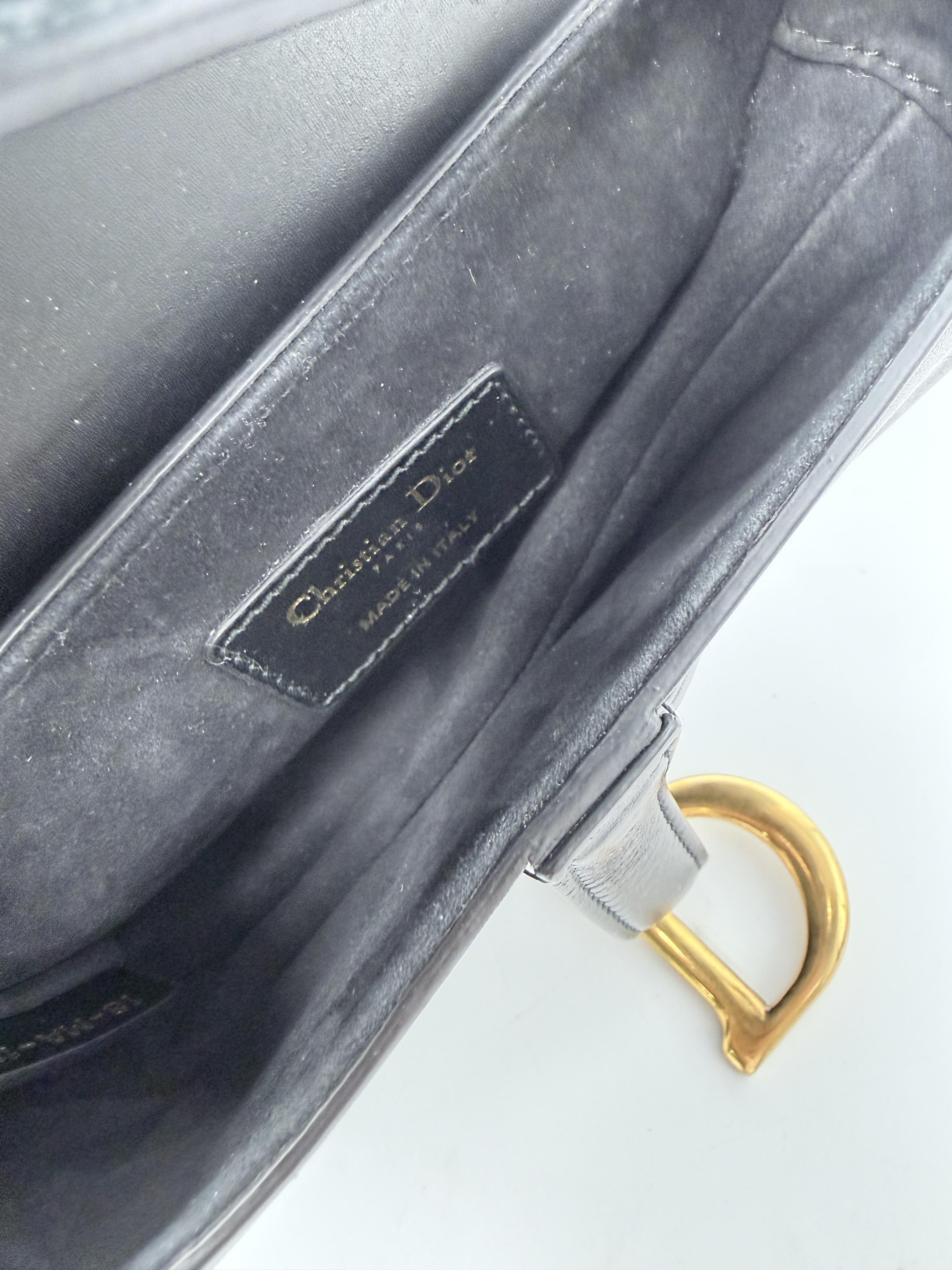 Saddle Small Ultra Matte Calfskin Black Shoulder Bag Hobo Handbag P032CD