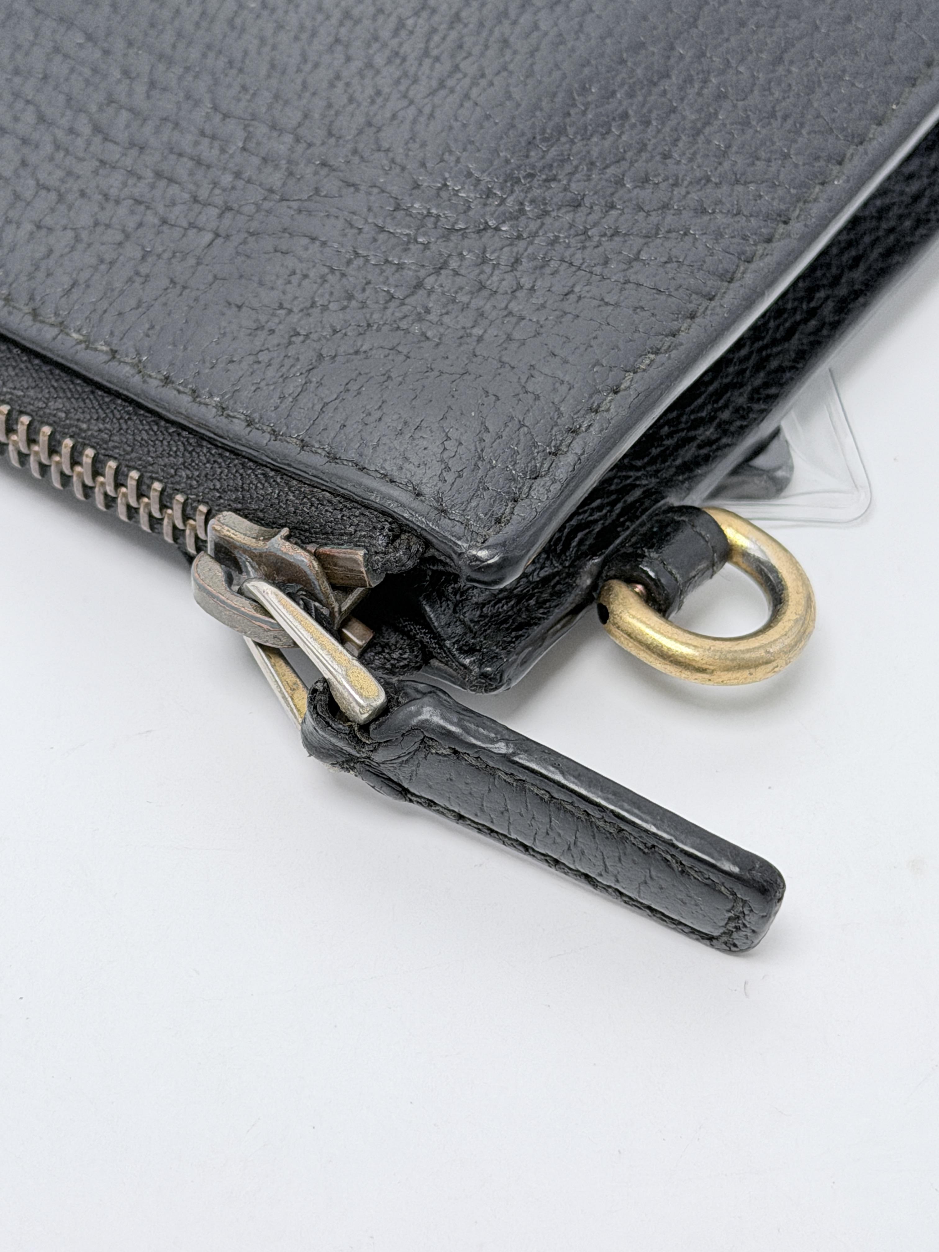 Textured Calfskin Agora Web Flat Zip Pouch Black JD1353GG