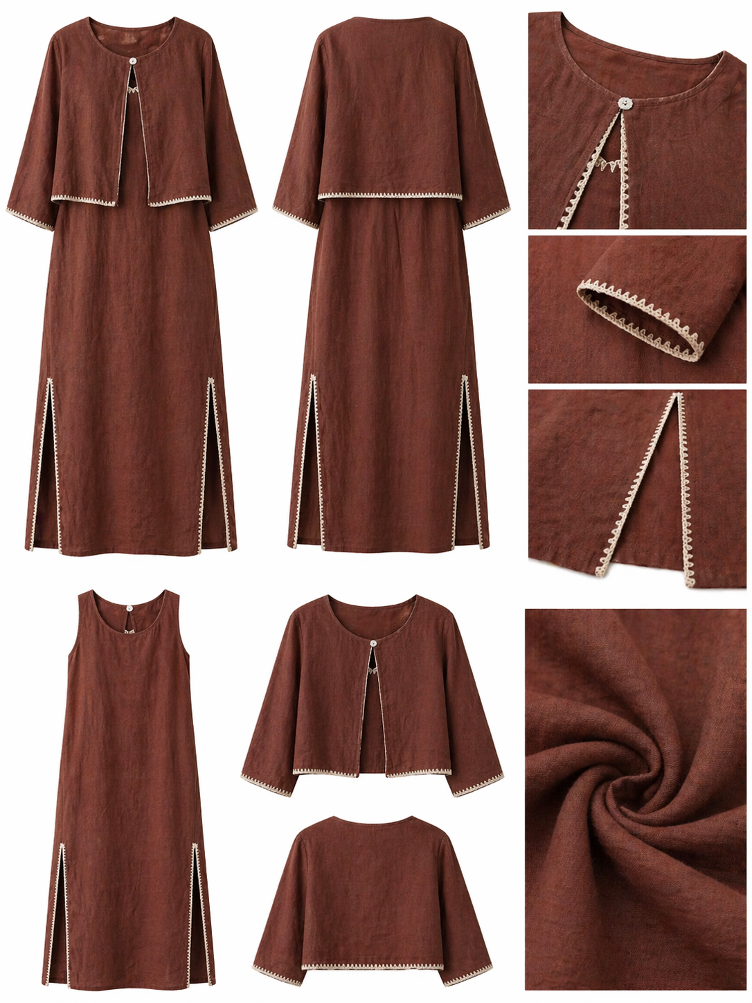 Robe midi lin vintage – Superposition fluide, coupe relax