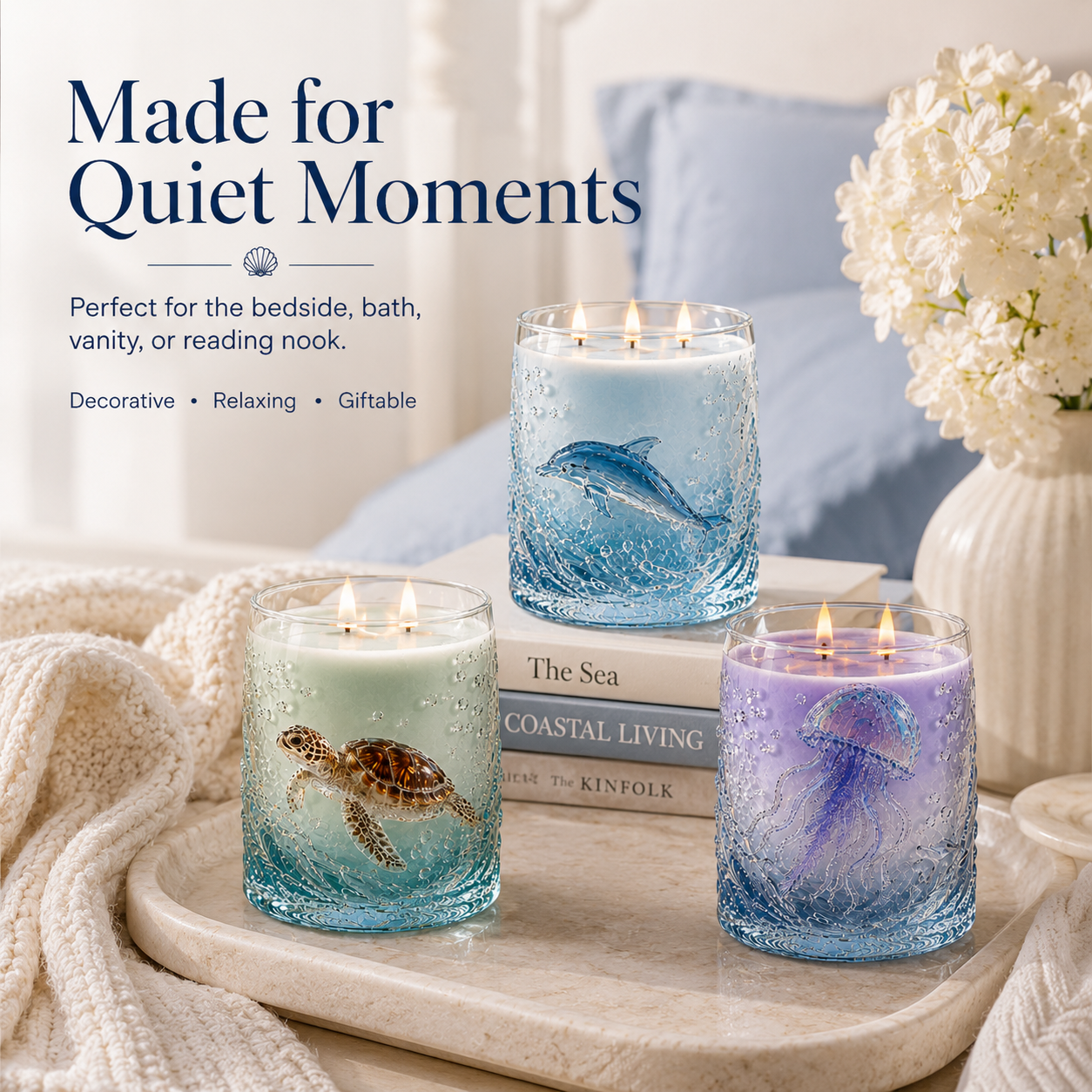 Ocean-inspired scented candles—crafted for moments of serenity.
