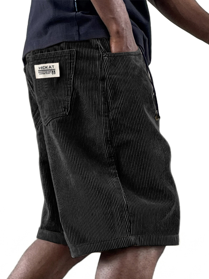 Herren Freizeit Retro Mehrfachtaschen Besticktes Logo Arbeitskleidung Corduroy Shorts-ZierMode