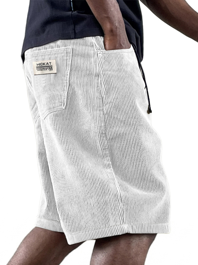 Herren Freizeit Retro Mehrfachtaschen Besticktes Logo Arbeitskleidung Corduroy Shorts-ZierMode
