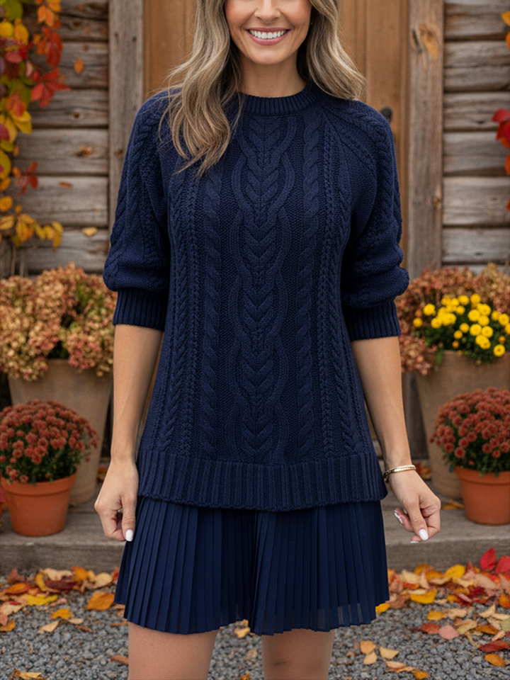 🔥 Nouveauté – Robe en laine côtelée, col rond, maille serrée