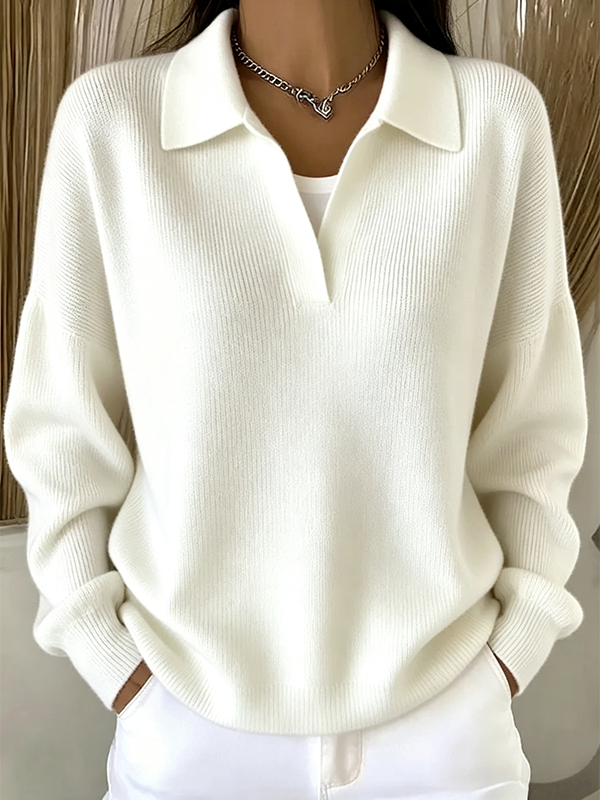 🔥 LIQUIDATION – Pull polo femme, maille côtelée, coupe confortable
