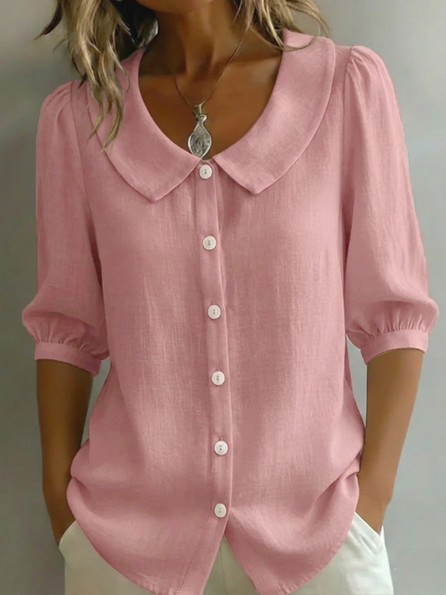 Nouveautés🔥 Chemise femme rétro en coton lin avec col Claudine
