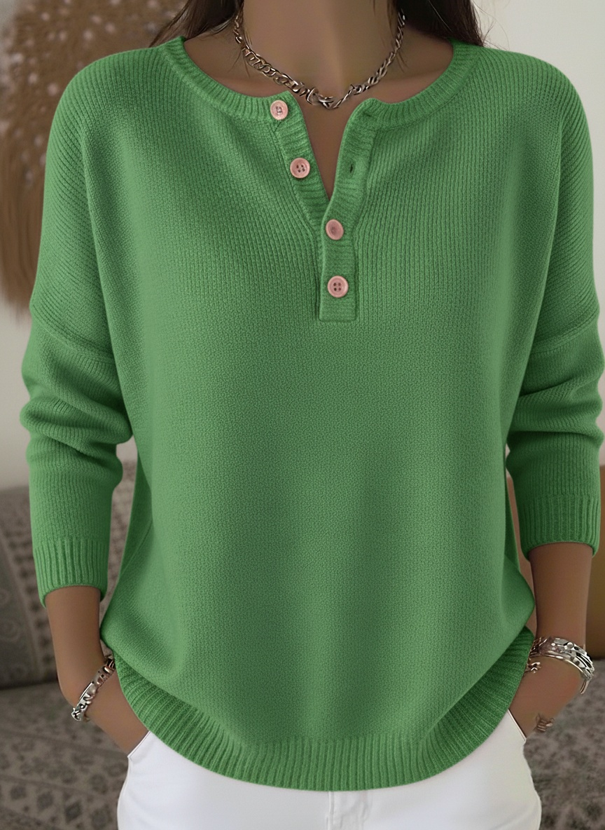 🔥 Soldes déstockage : Pull femme doux uni à col Henley