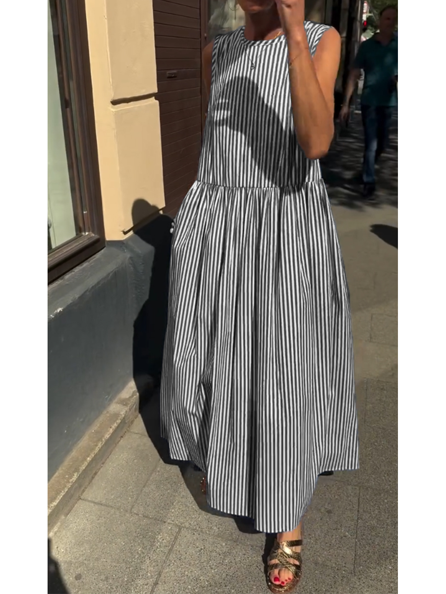 🌷🌷 Robe coton rayée, sans manches – style femme