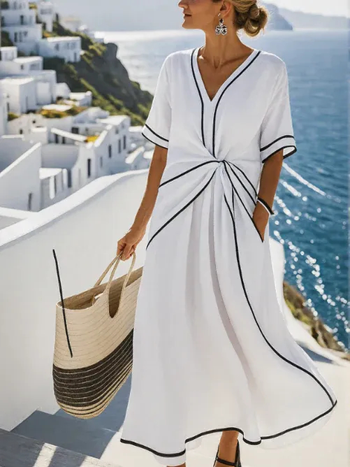 🔥 DÉSTOCKAGE – Robe encolure V, coupe tendance