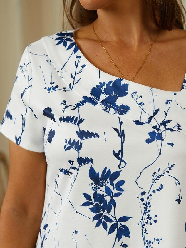 Robe femme col rond, manches courtes et imprimé floral