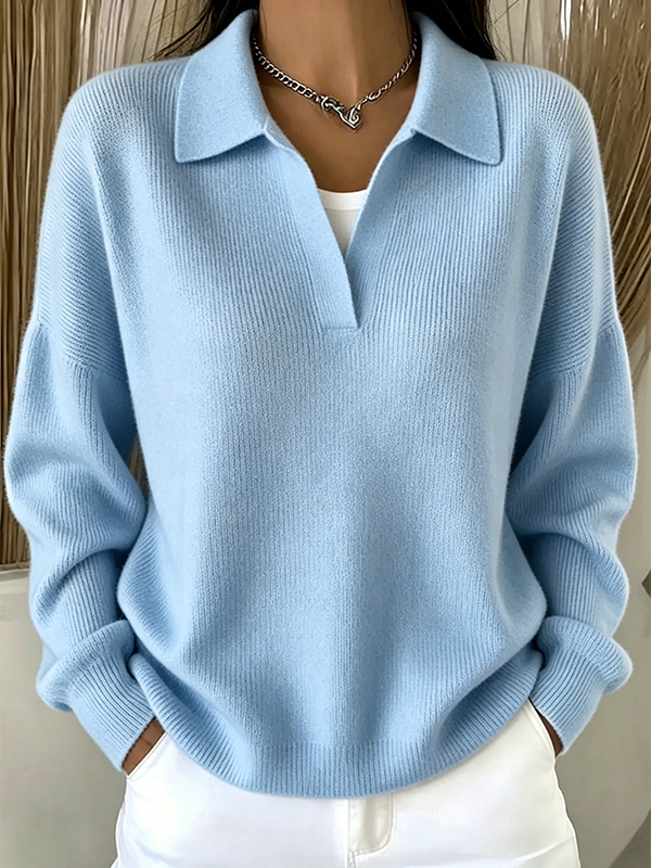 🔥 LIQUIDATION – Pull polo femme, maille côtelée, coupe confortable
