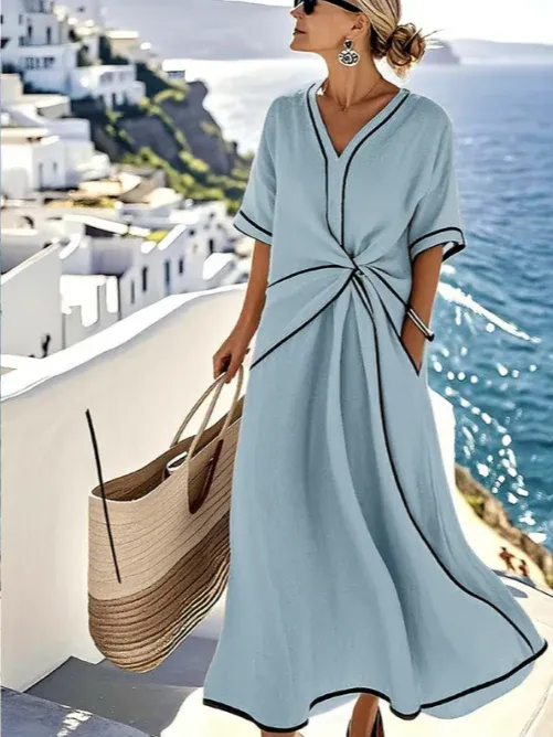 🔥 DÉSTOCKAGE – Robe encolure V, coupe tendance