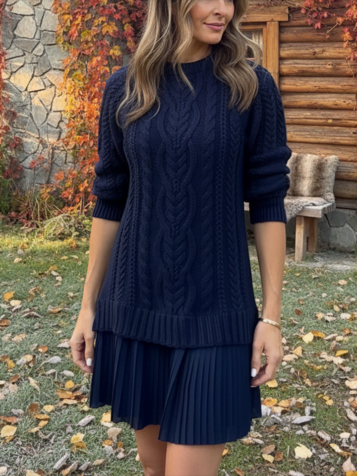 🔥 Nouveauté – Robe en laine côtelée, col rond, maille serrée