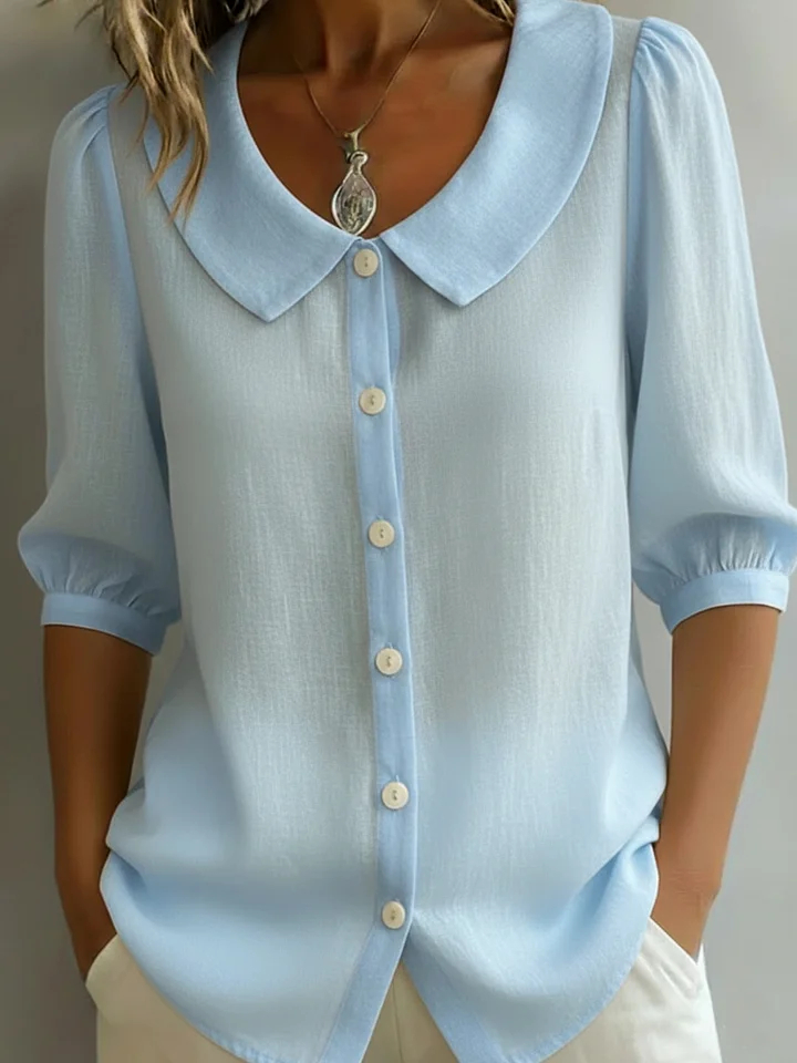 Nouveautés🔥 Chemise femme rétro en coton lin avec col Claudine
