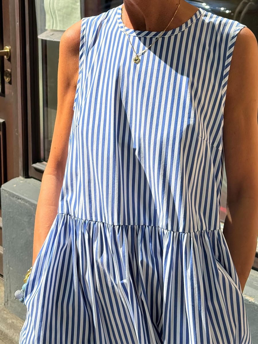 🌷🌷 Robe coton rayée, sans manches – style femme