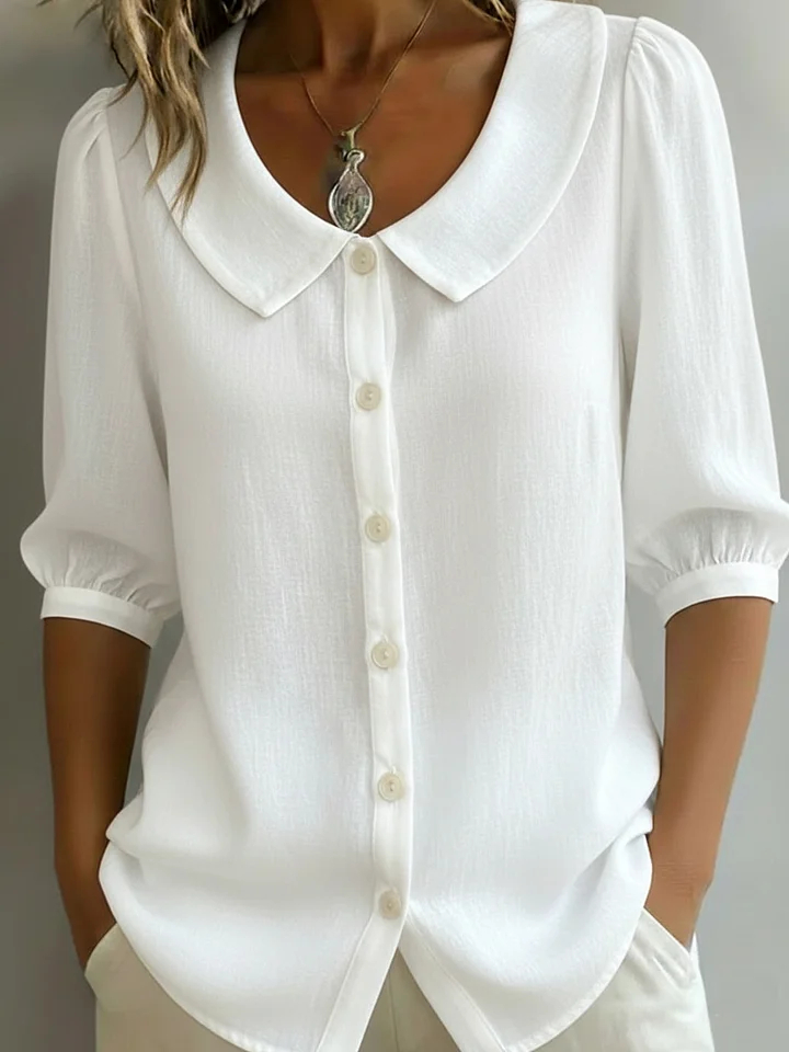 Nouveautés🔥 Chemise femme rétro en coton lin avec col Claudine