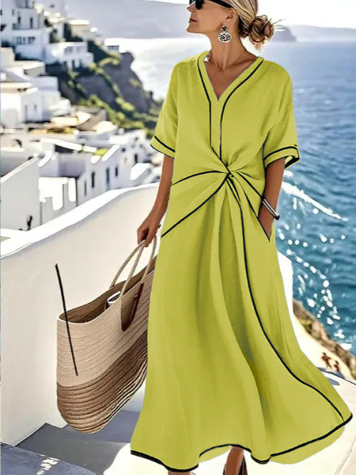 🔥 DÉSTOCKAGE – Robe encolure V, coupe tendance