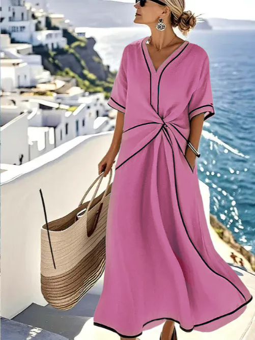 🔥 DÉSTOCKAGE – Robe encolure V, coupe tendance