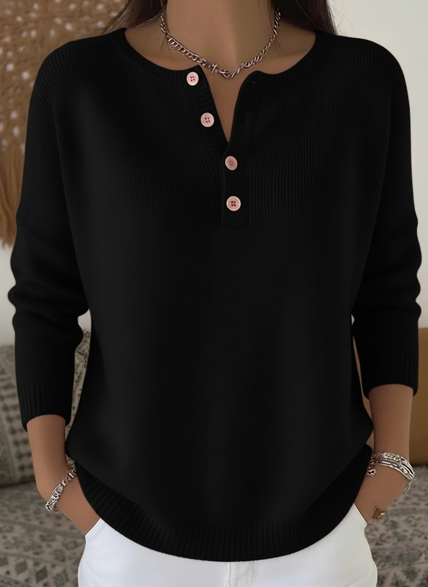 🔥 Soldes déstockage : Pull femme doux uni à col Henley