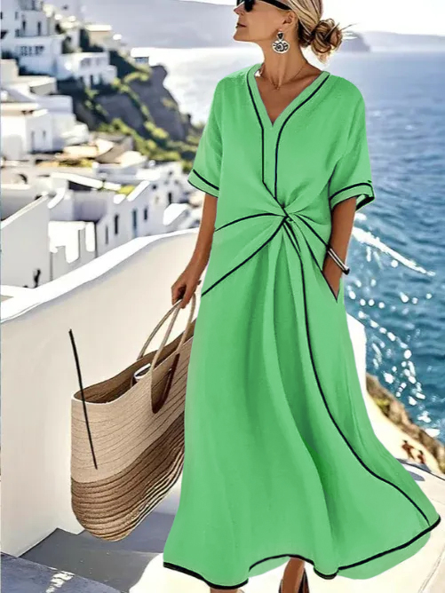 🔥 DÉSTOCKAGE – Robe encolure V, coupe tendance