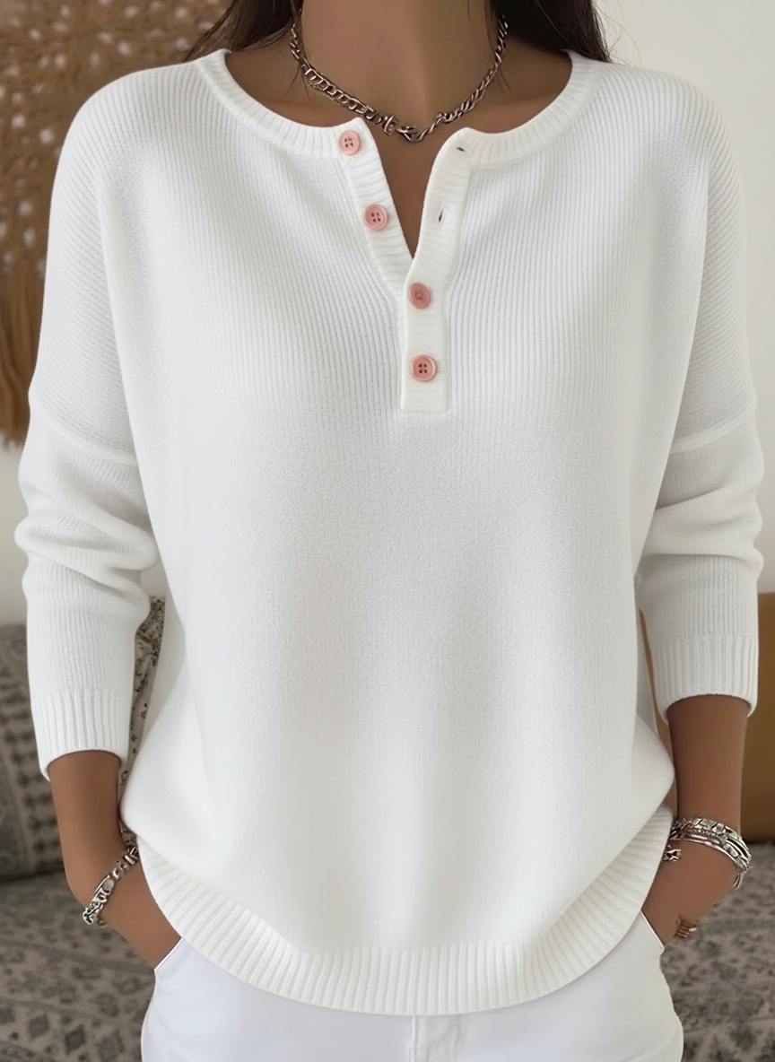 🔥 Soldes déstockage : Pull femme doux uni à col Henley
