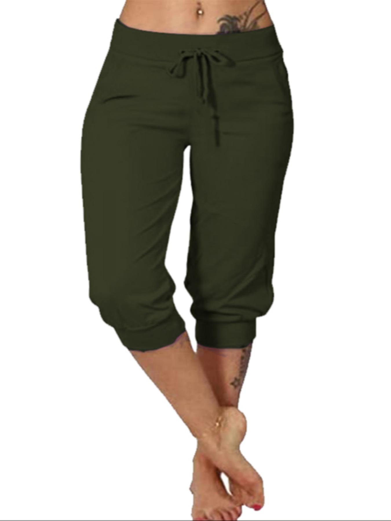 [Plus Size] Solid Color Minimalist Capri Pants, Casual Chic Comfy Fit Capri Trousers for Daily Wear, Women's Bottoms for Summer