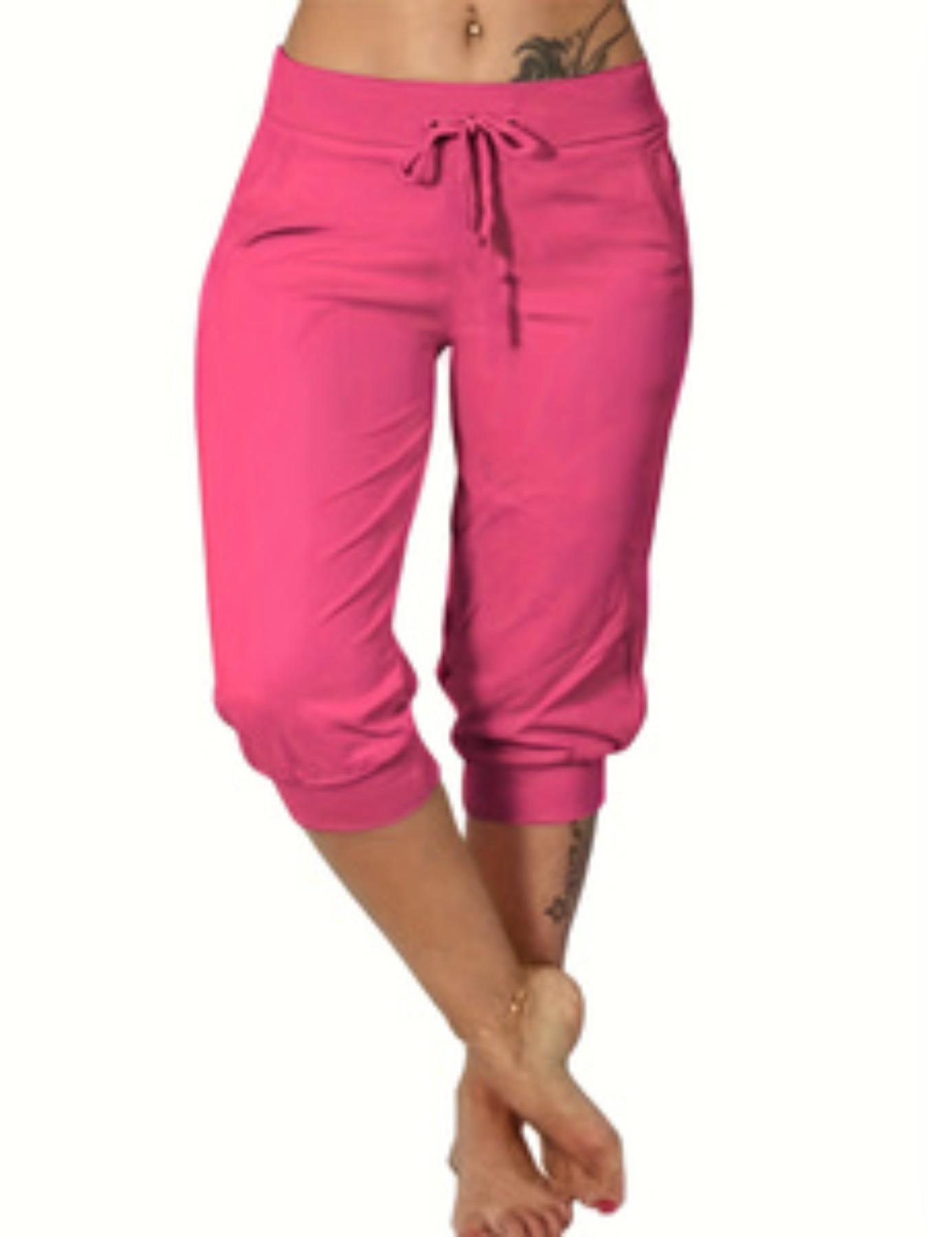 [Plus Size] Solid Color Minimalist Capri Pants, Casual Chic Comfy Fit Capri Trousers for Daily Wear, Women's Bottoms for Summer