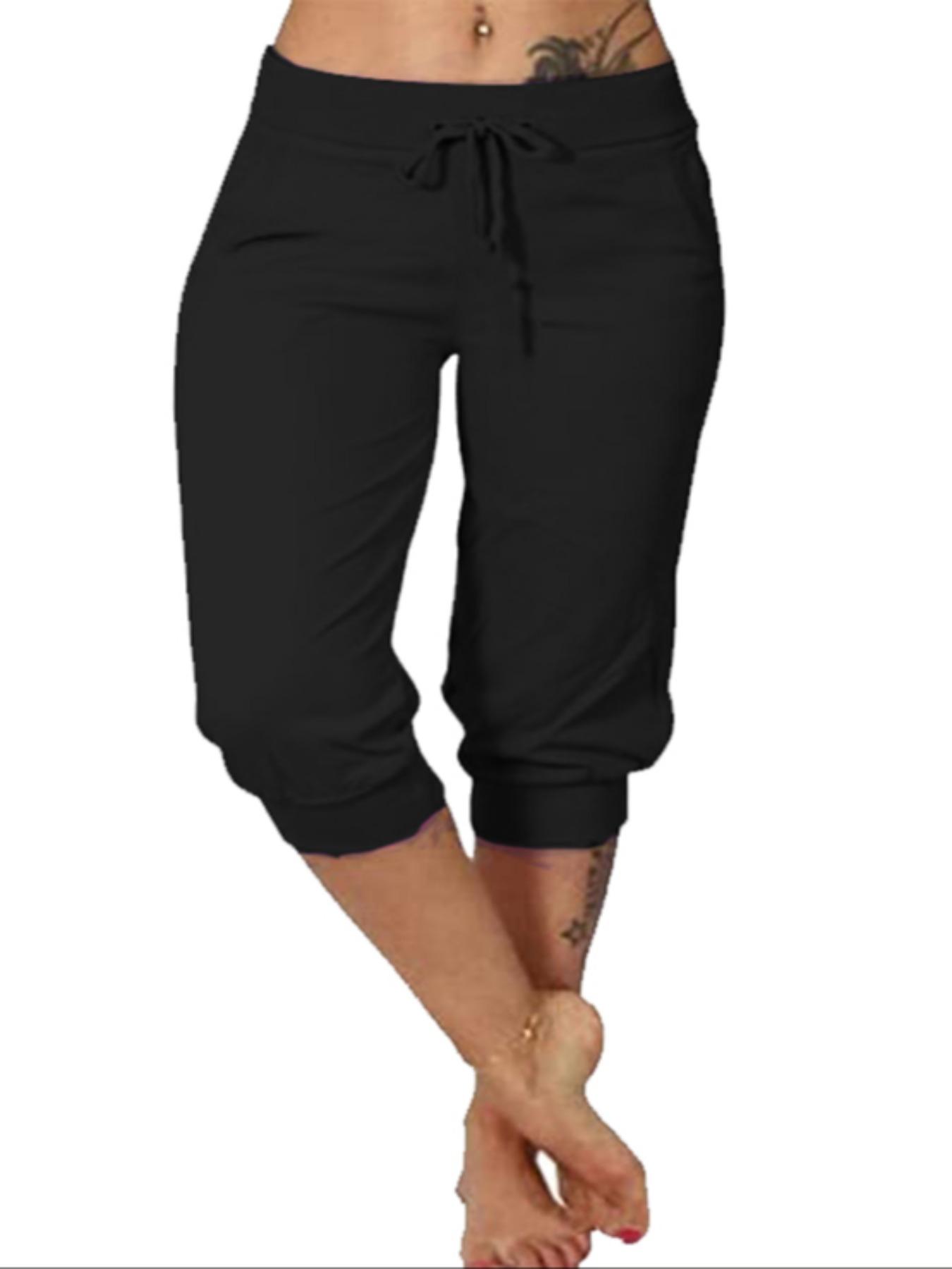 [Plus Size] Solid Color Minimalist Capri Pants, Casual Chic Comfy Fit Capri Trousers for Daily Wear, Women's Bottoms for Summer