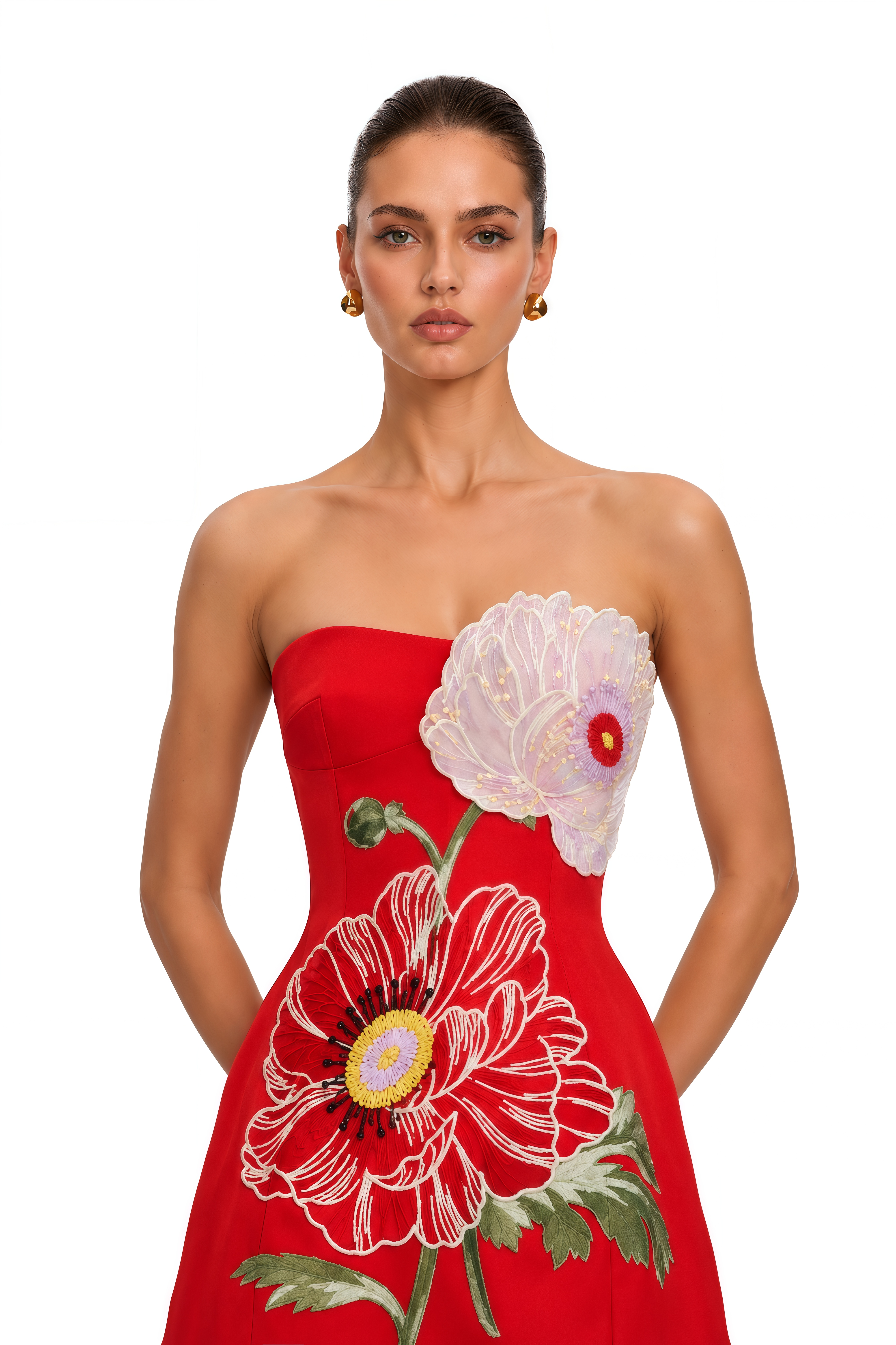 Damaris Red Flora Embroidered Mini Dress