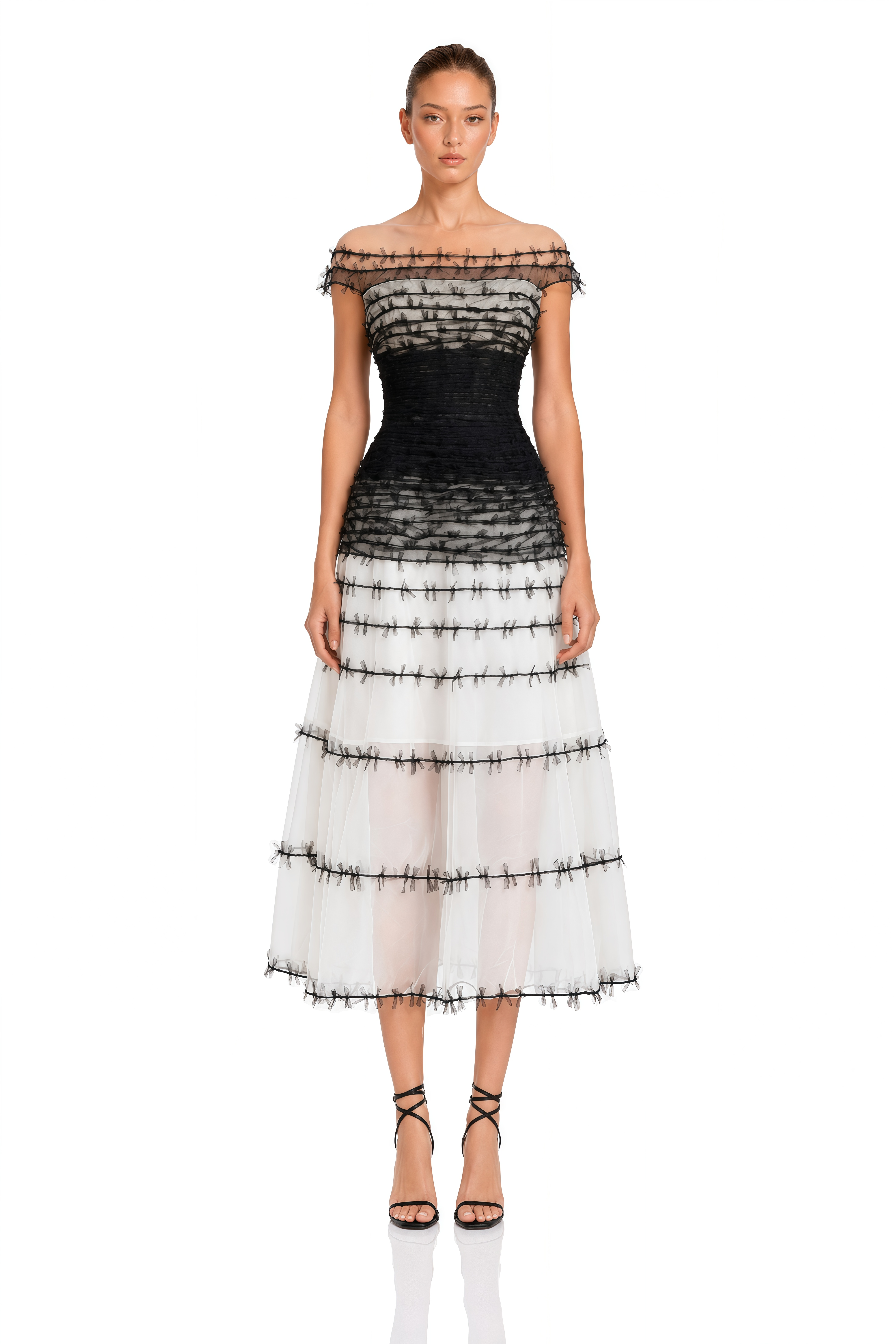 Eléonore Color Block Tulle Midi Dress
