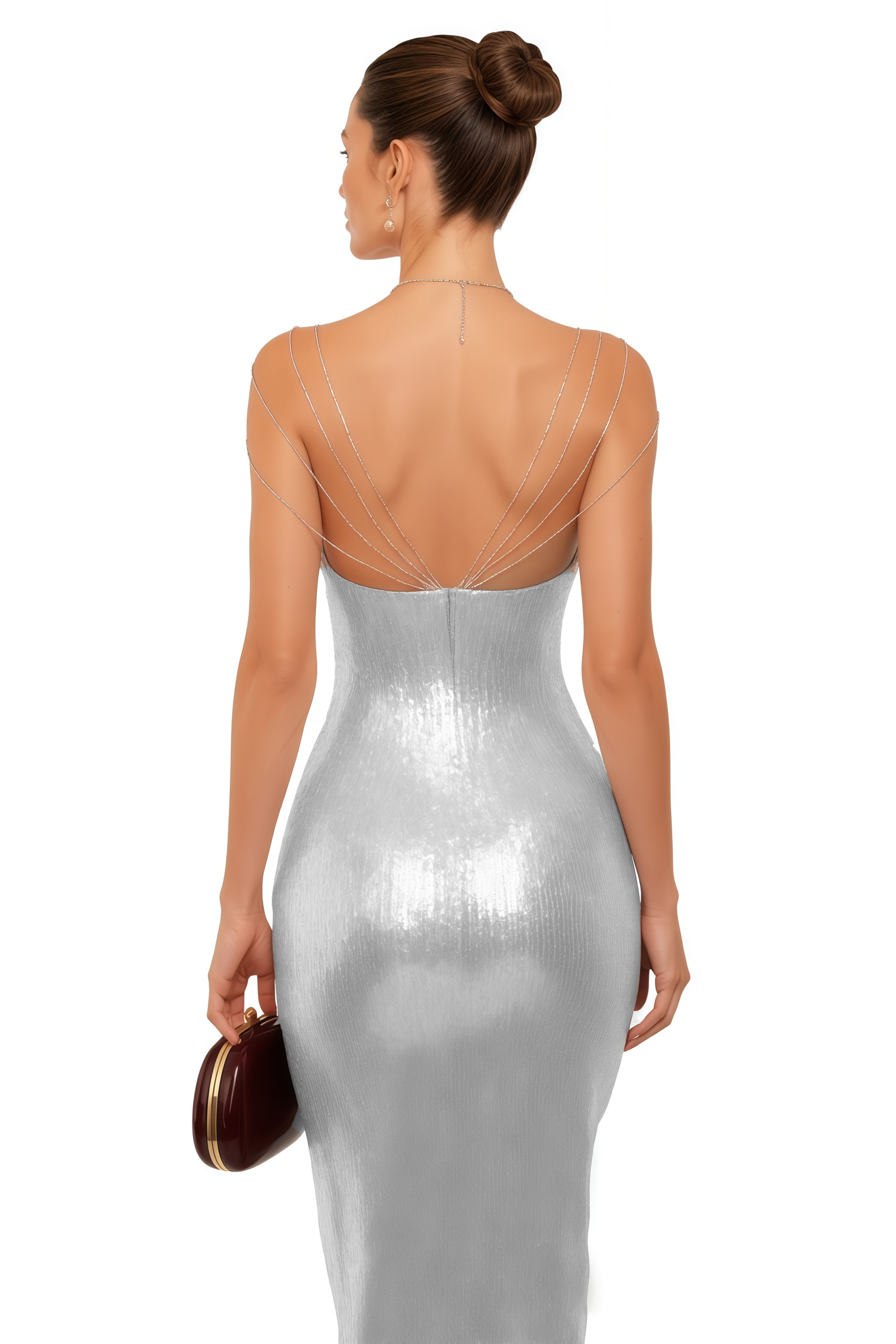 Cressida Silver Sparkly Embellished Maxi Dress