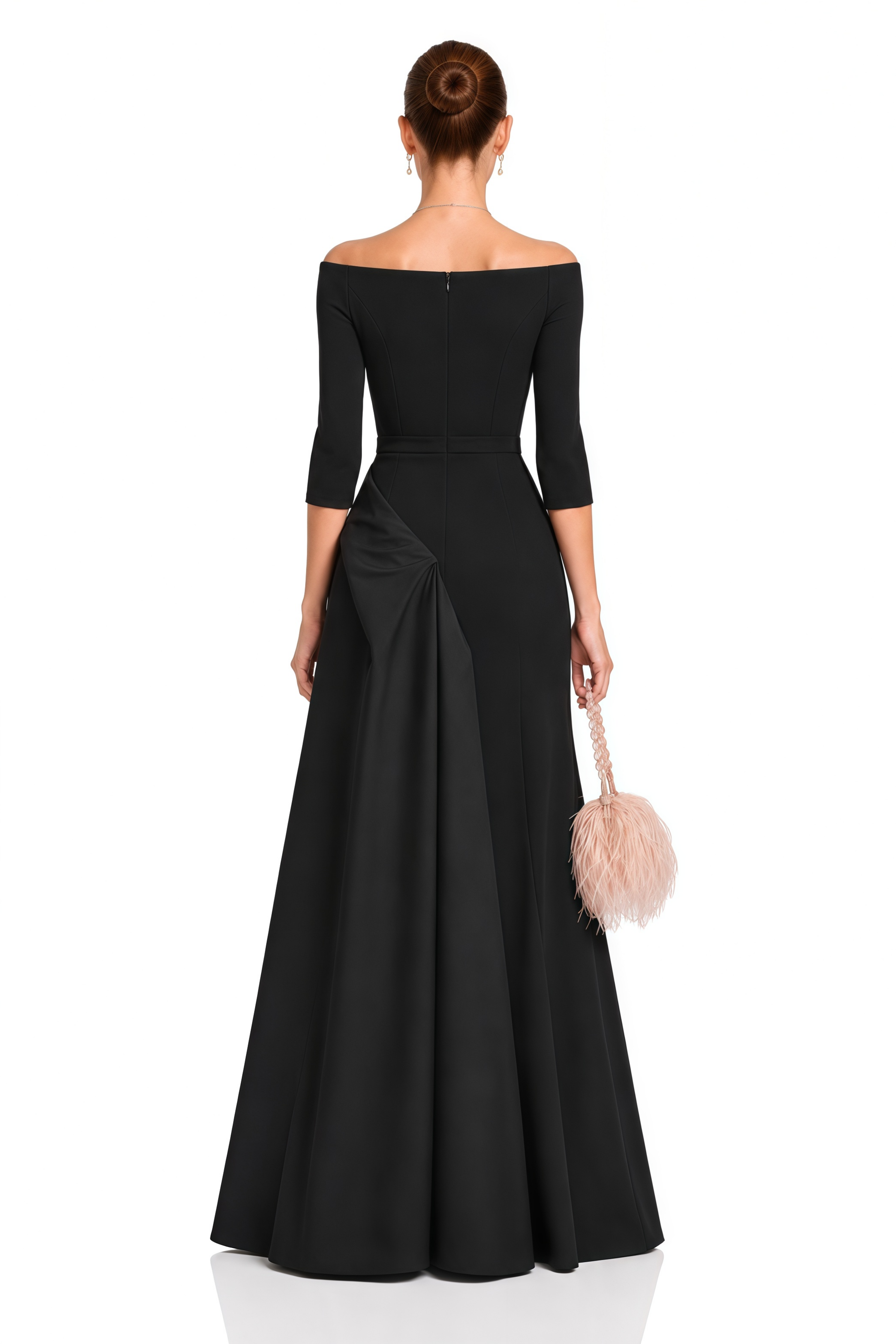 Yoliswa Black Off-Shoulder Maxi Dress with High Thigh Slit