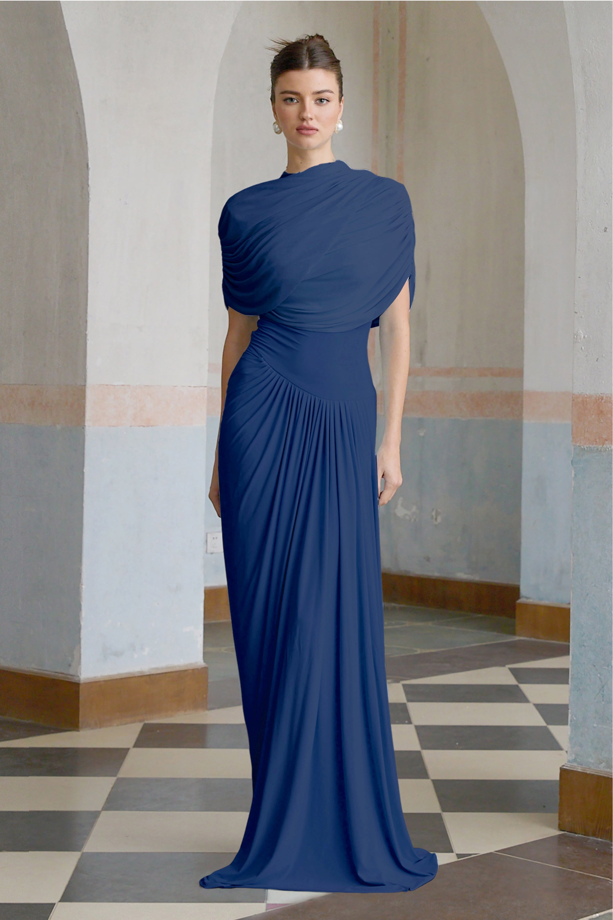 Asymmetrical Pleated Maxi Dress