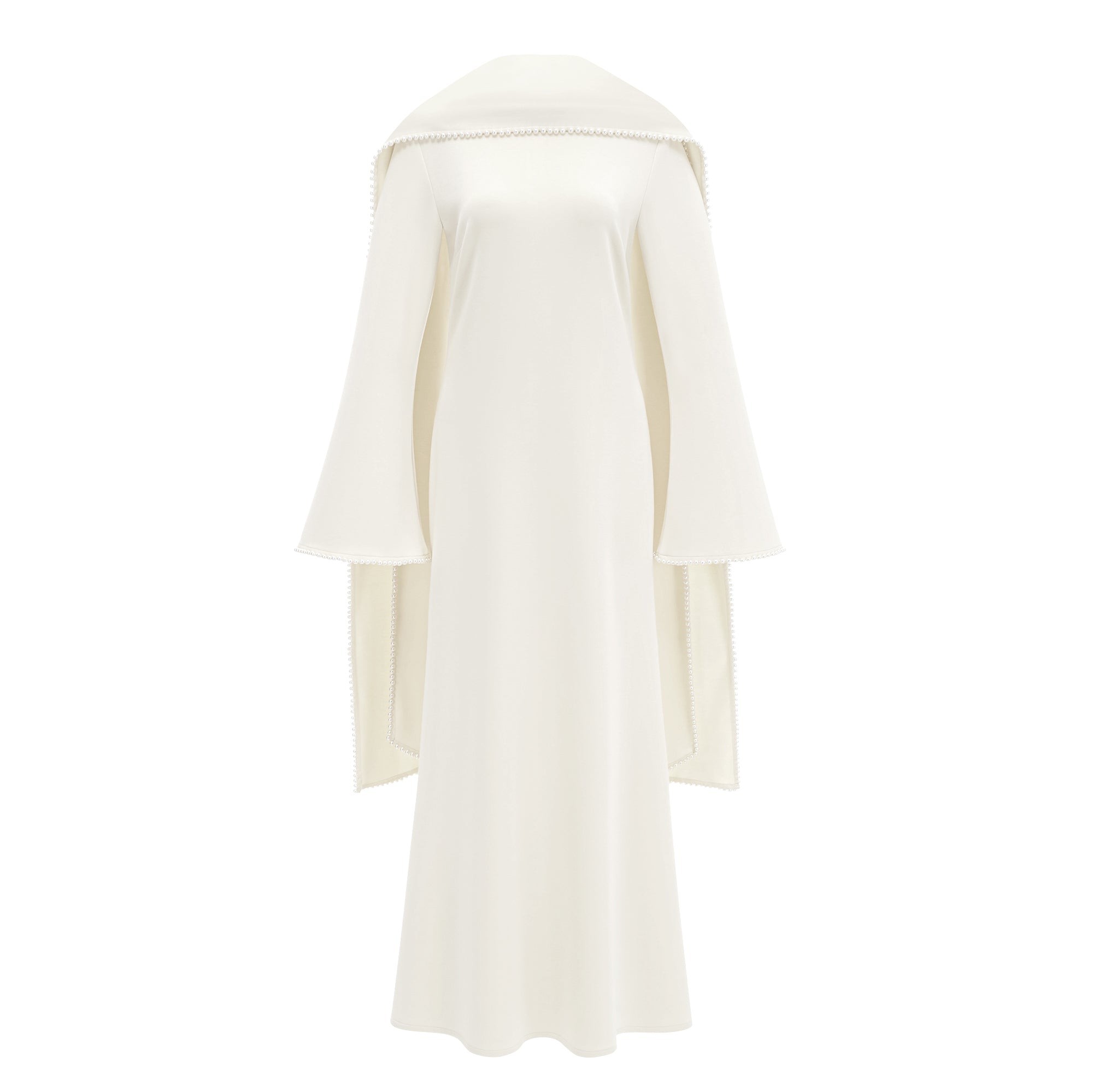 Pearl Trim Shawl Detail Maxi Dress