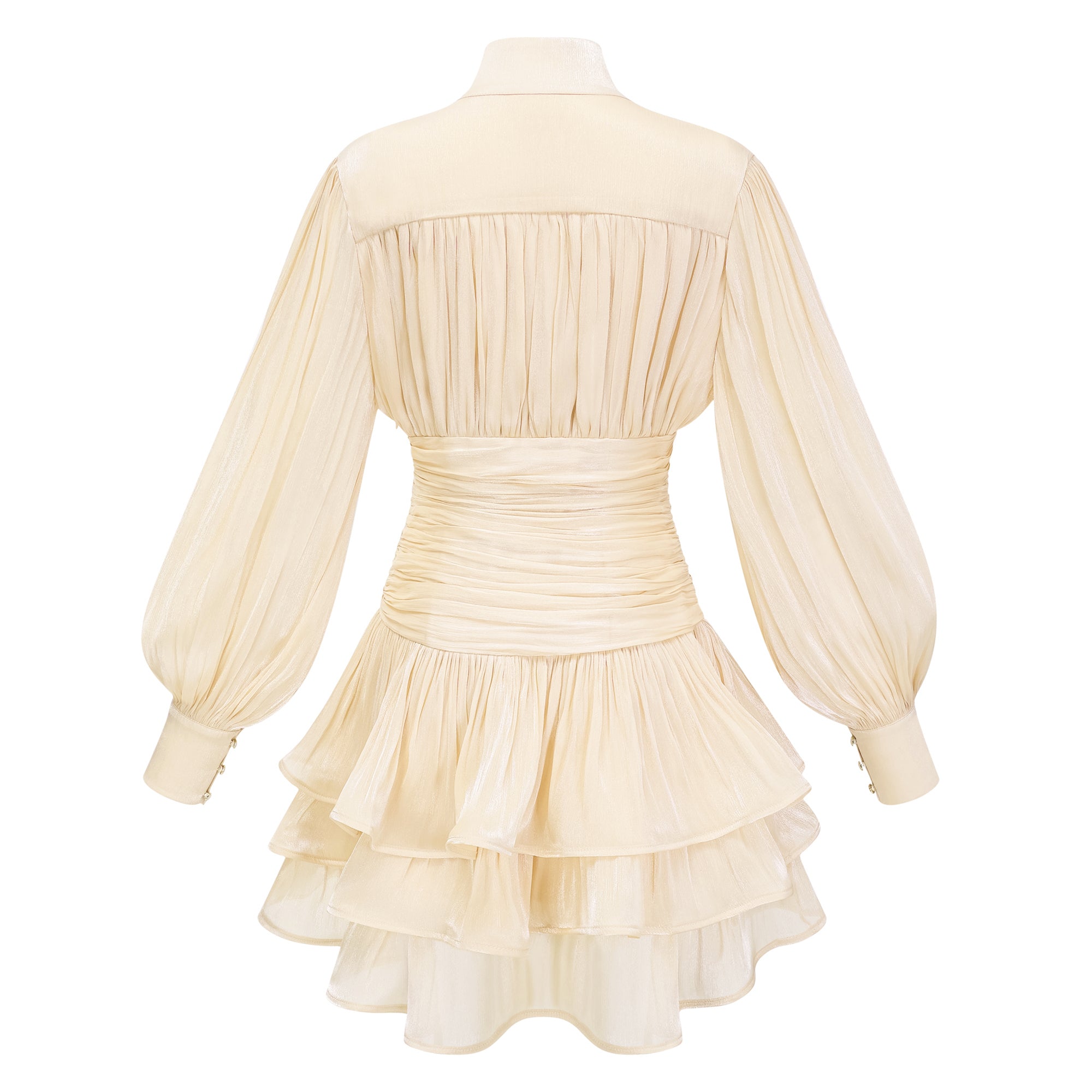 High-Neck Ruffled Detail Mini Dress