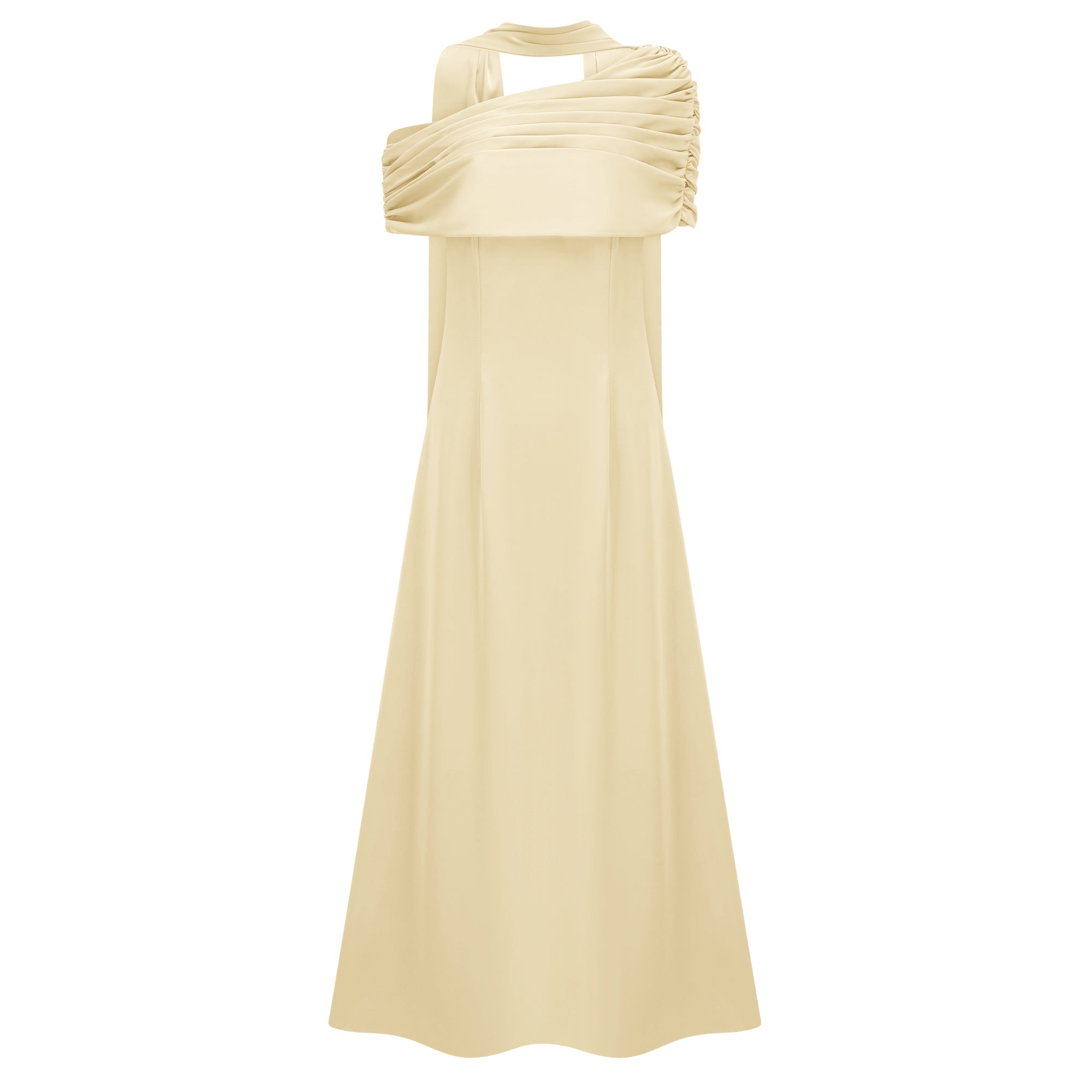 Yellow One Shoulder Satin Maxi Dress