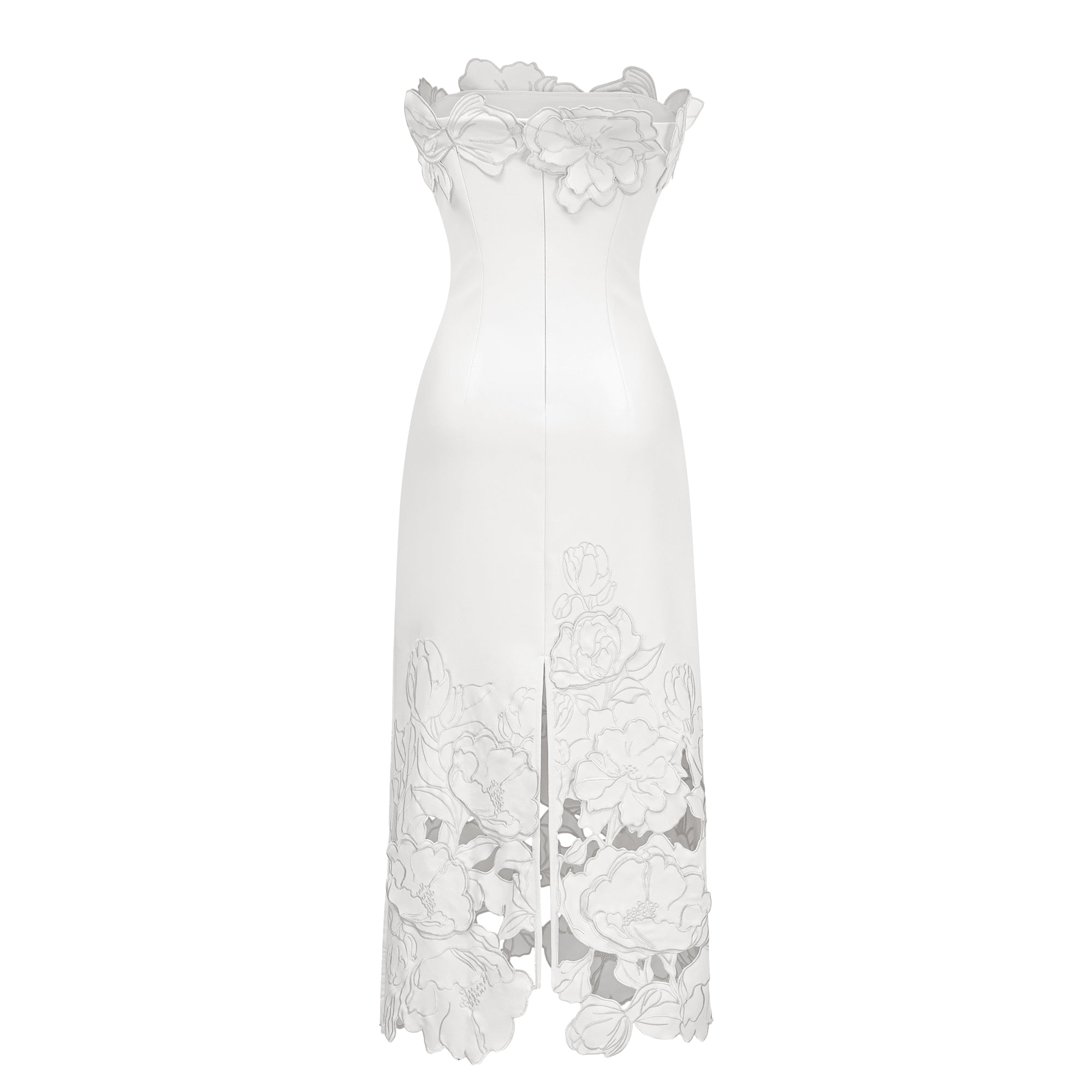 Strapless Floral Embroidered Maxi Dress