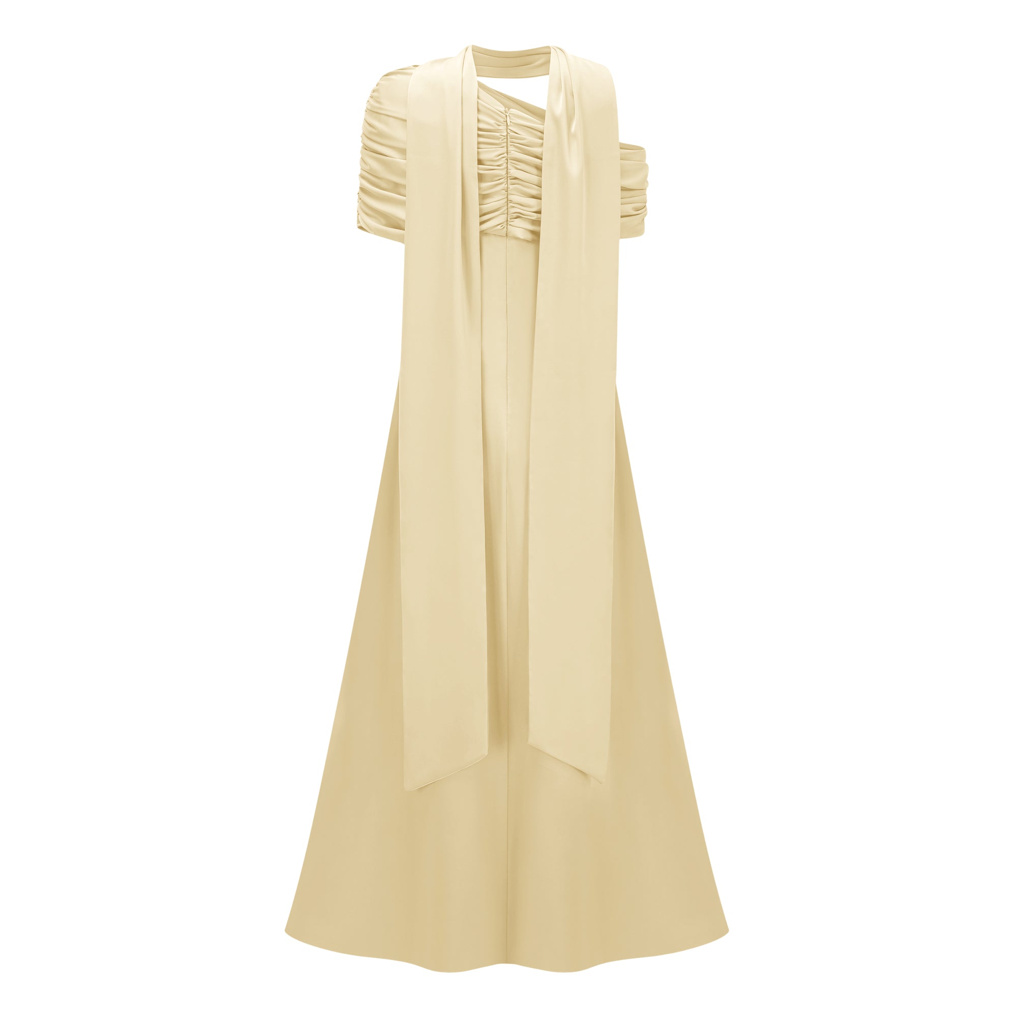 Yellow One Shoulder Satin Maxi Dress