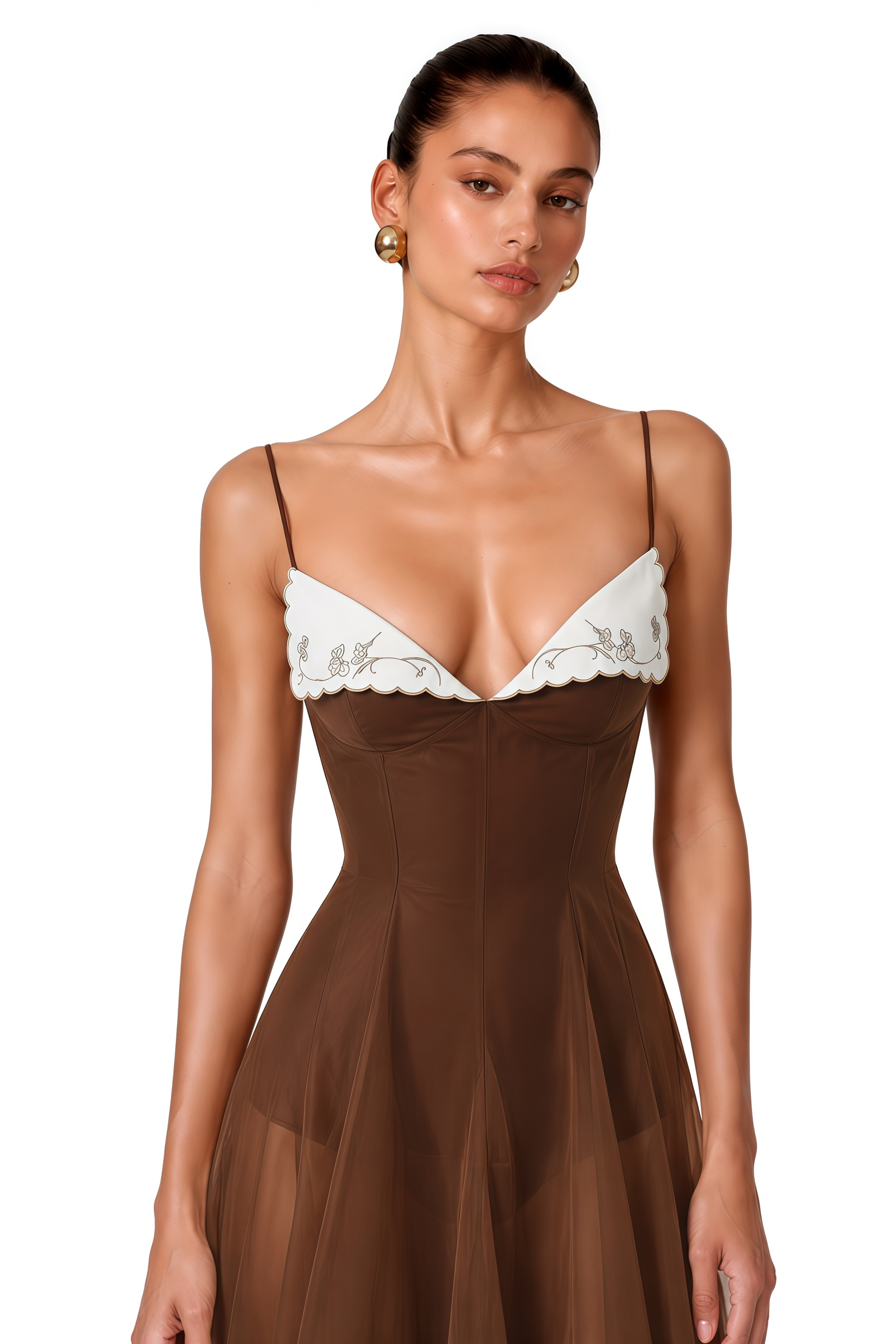 Nuria Rust Brown Asymmetrical Midi Dress