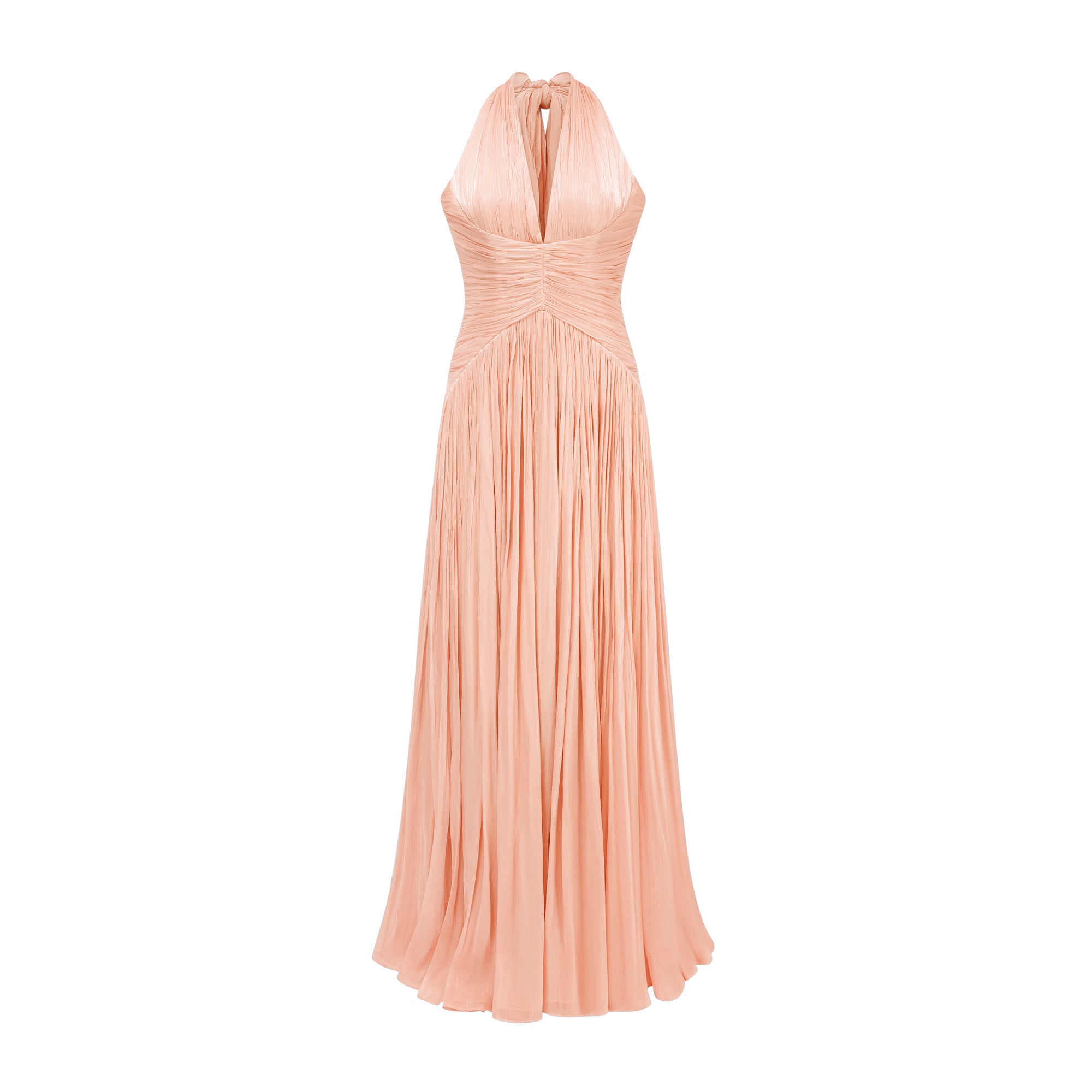 Pink Glossy Gathered Maxi Dress