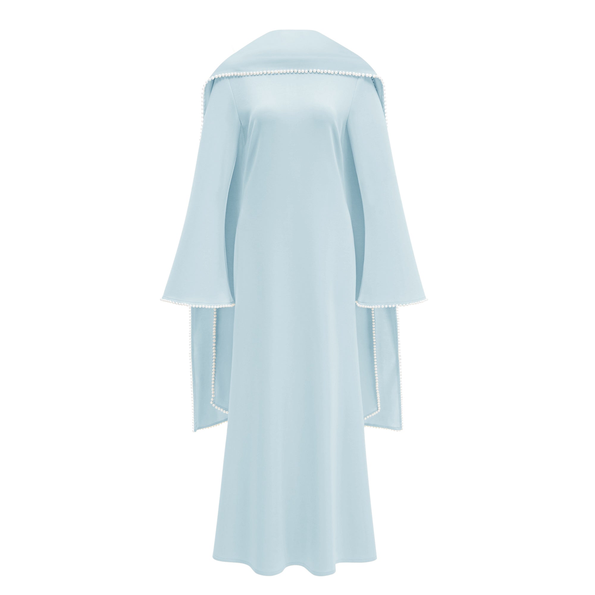 Pearl Trim Shawl Detail Maxi Dress