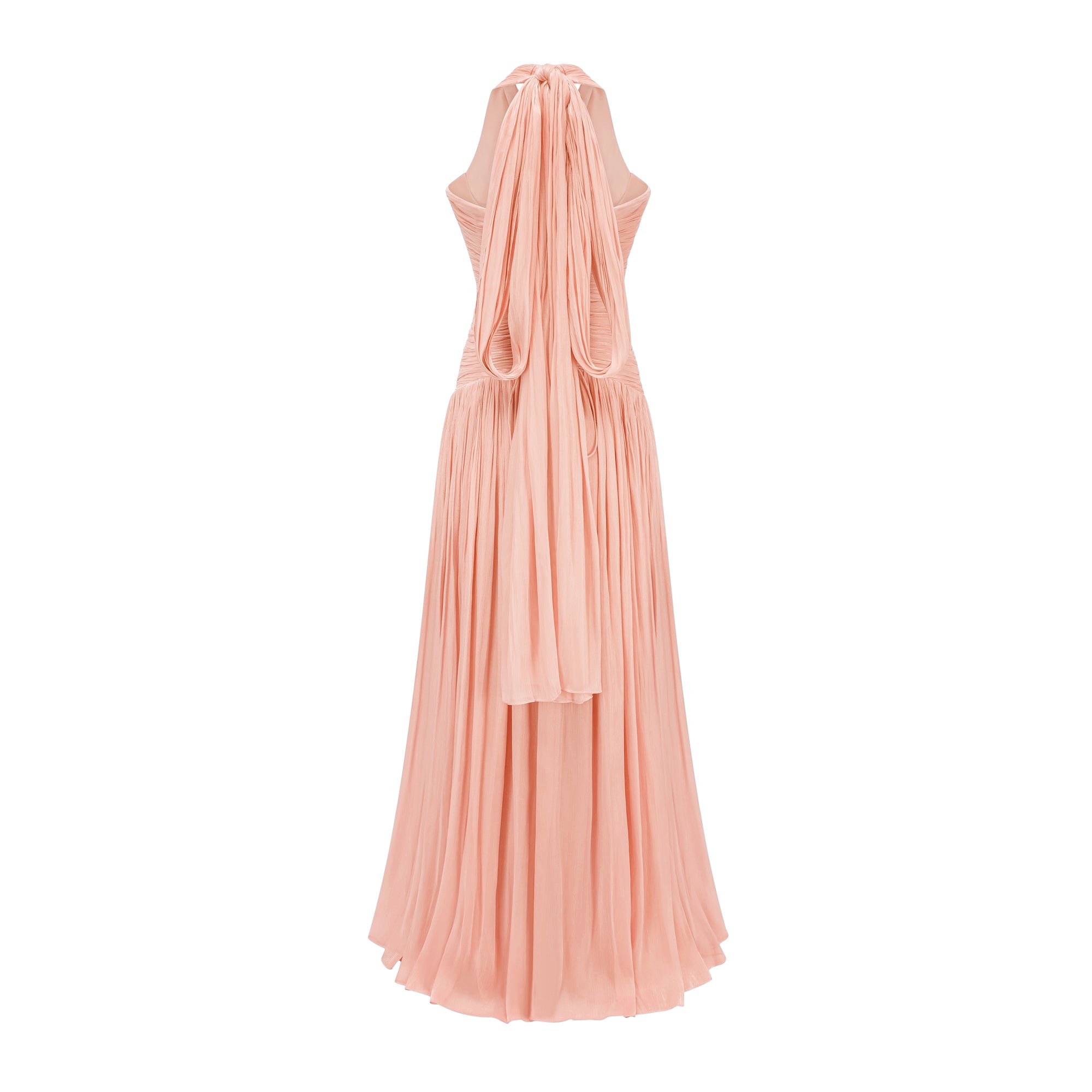 Pink Glossy Gathered Maxi Dress