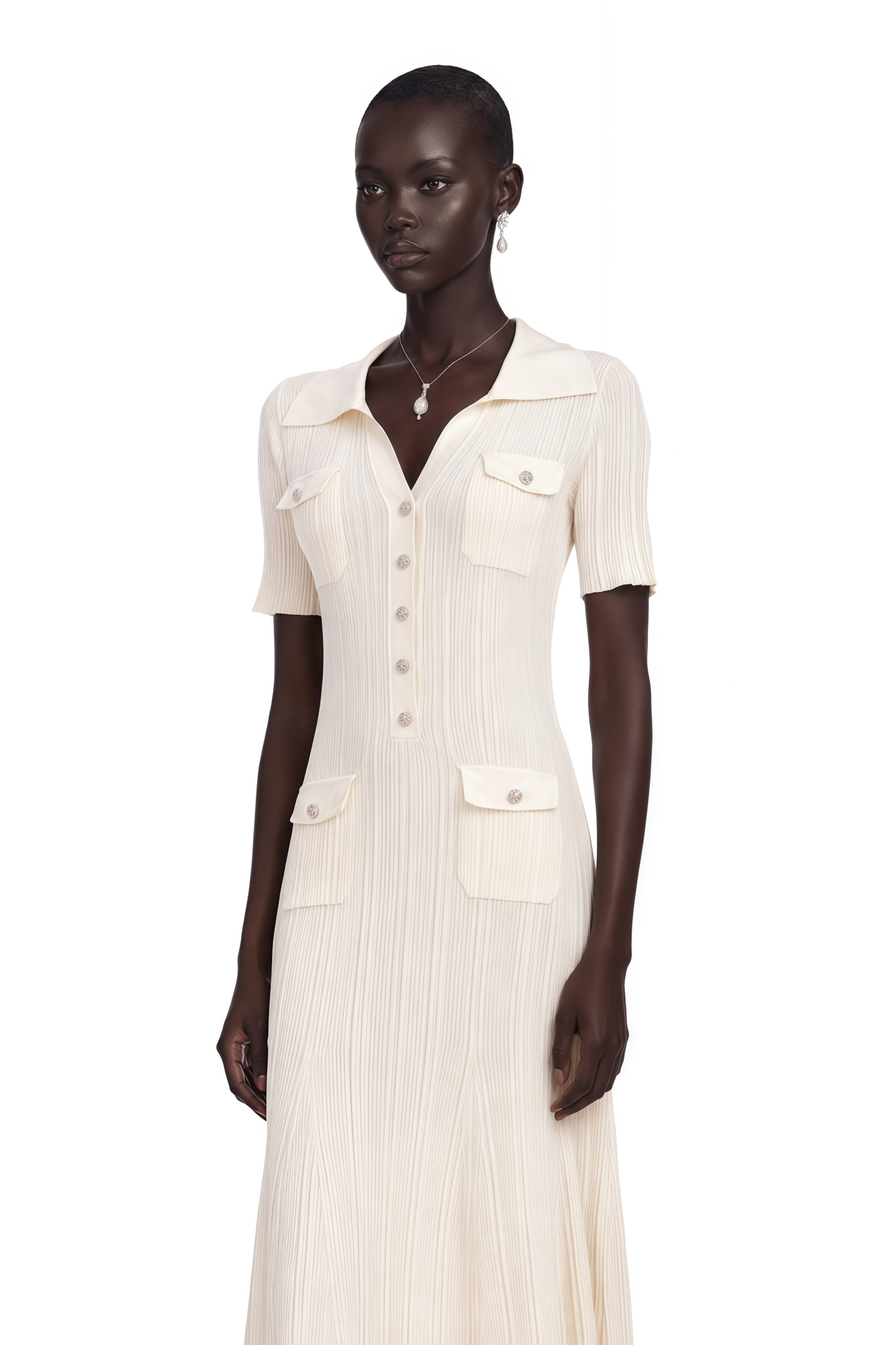 Nouria neutrals ribbed-knit midi dress