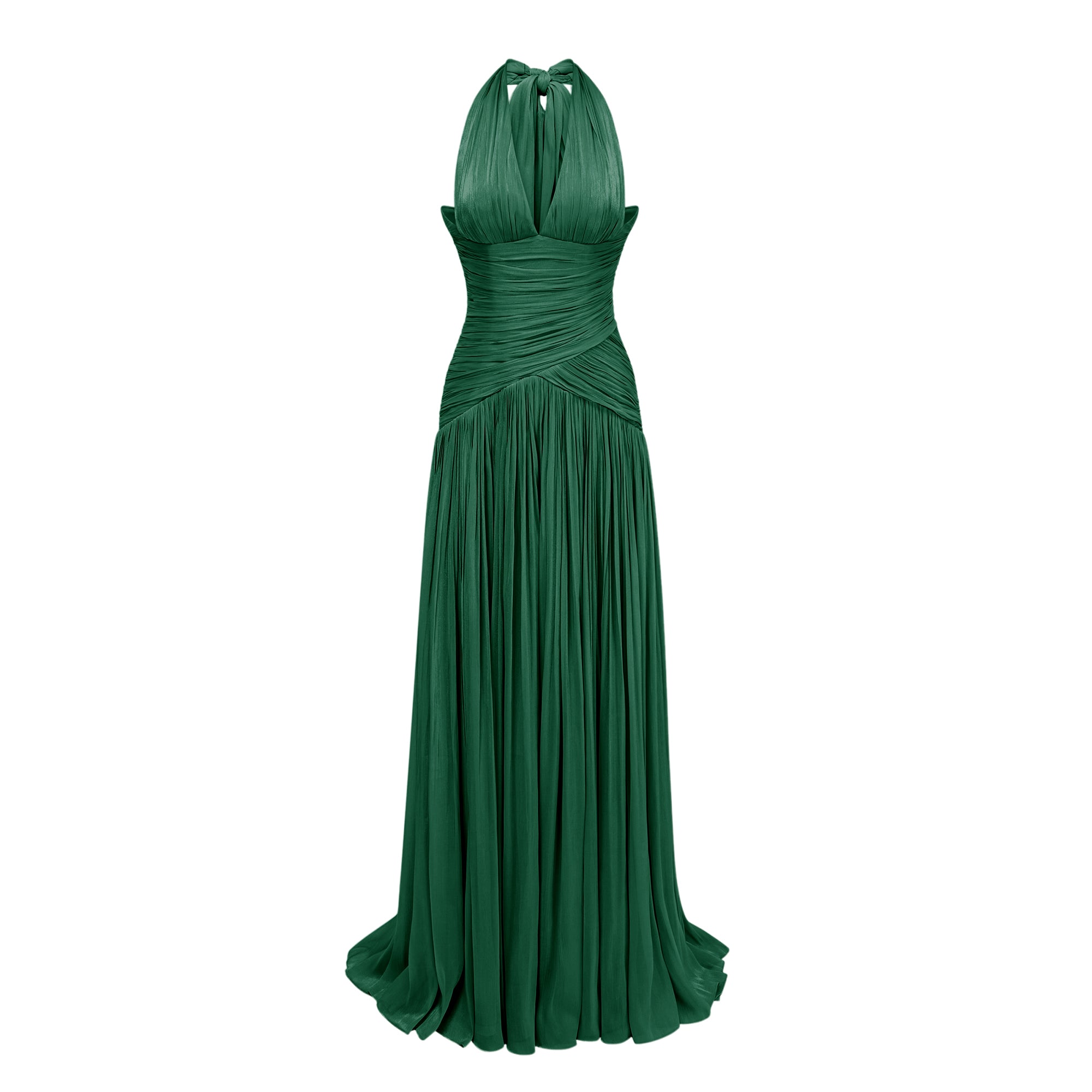 Emerald Green Gathered Maxi Dress